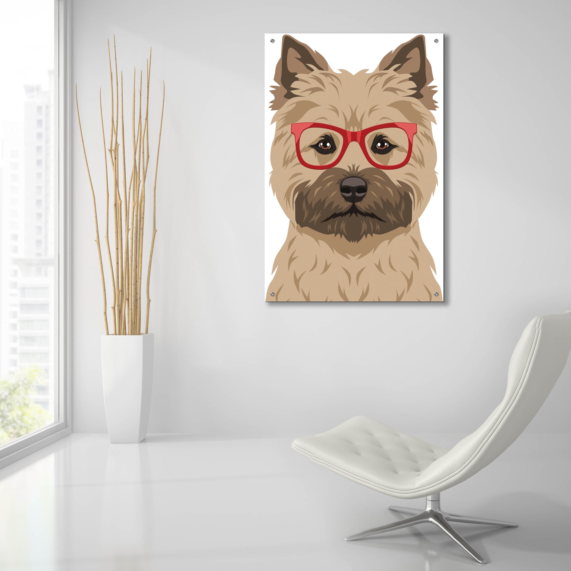 Epic Art 'Cairn Terrier Wearing Hipster Glasses' by Furbaby Affiliates, Acrylic Glass Wall Art,24x36