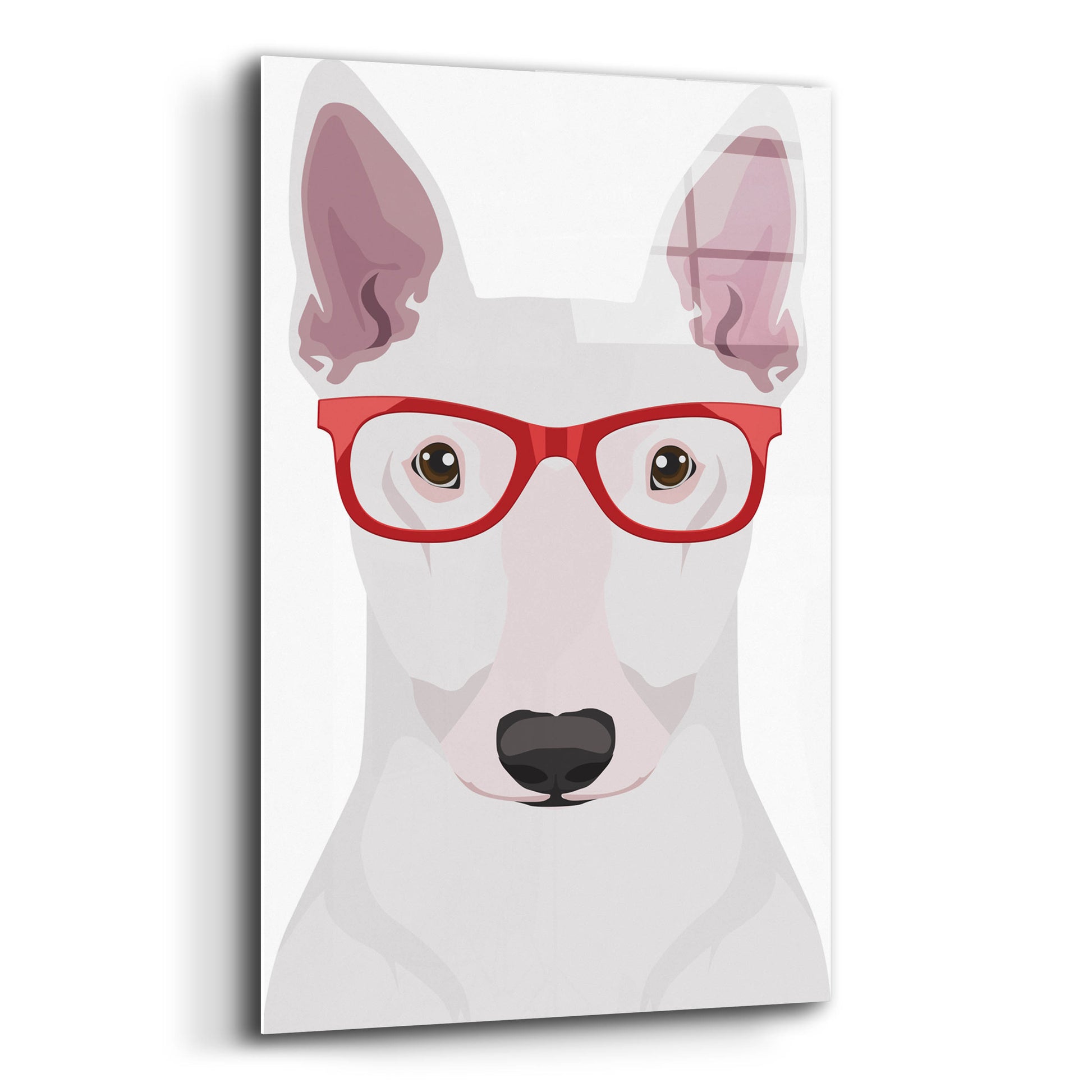 Epic Art 'Bull Terrier Wearing Hipster Glasses' by Furbaby Affiliates, Acrylic Glass Wall Art,12x16