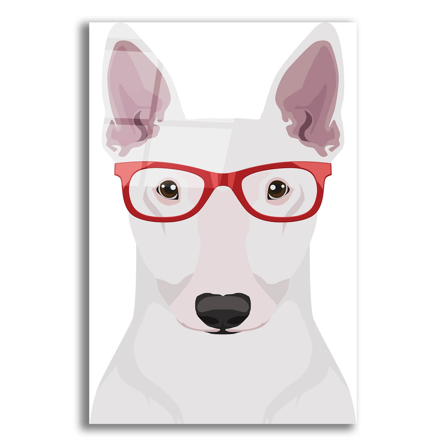 Epic Art 'Bull Terrier Wearing Hipster Glasses' by Furbaby Affiliates, Acrylic Glass Wall Art,12x16