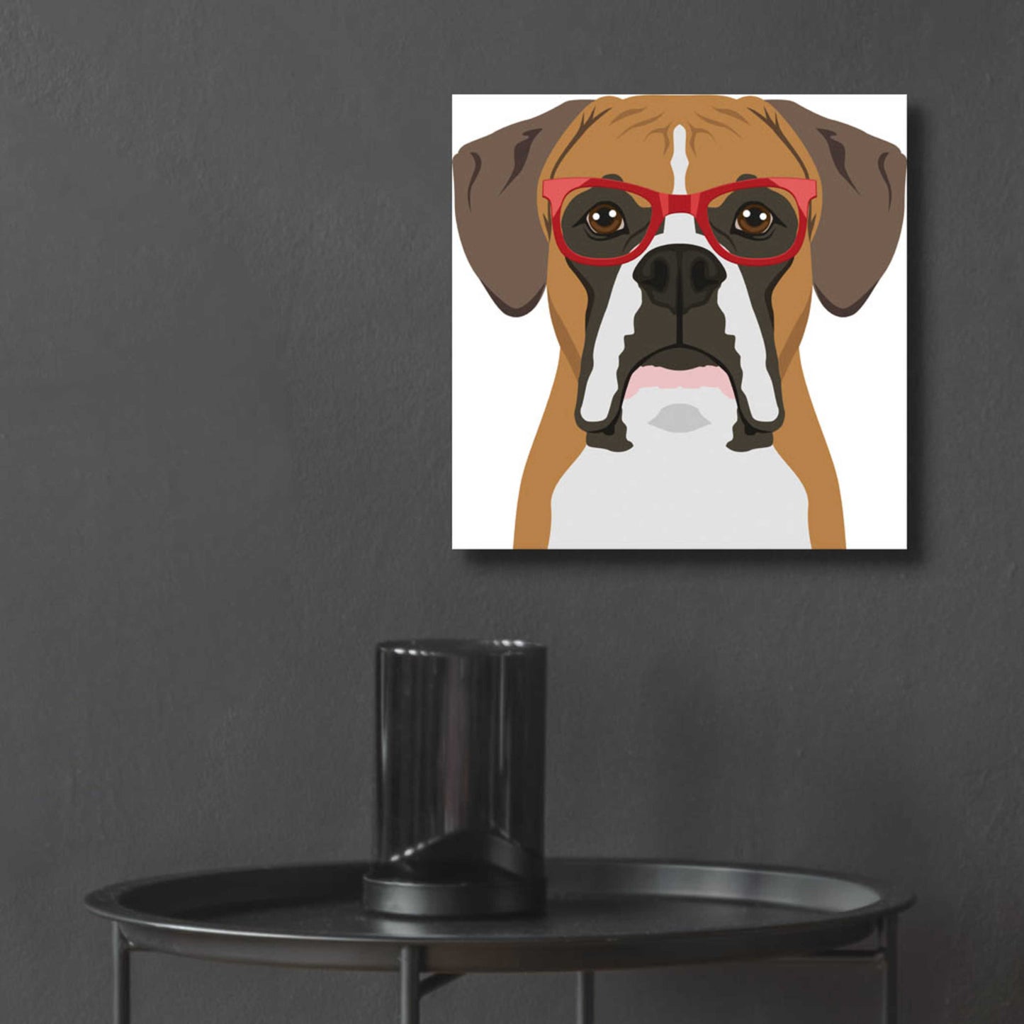 Epic Art 'Boxer Wearing Hipster Glasses' by Furbaby Affiliates, Acrylic Glass Wall Art,12x12