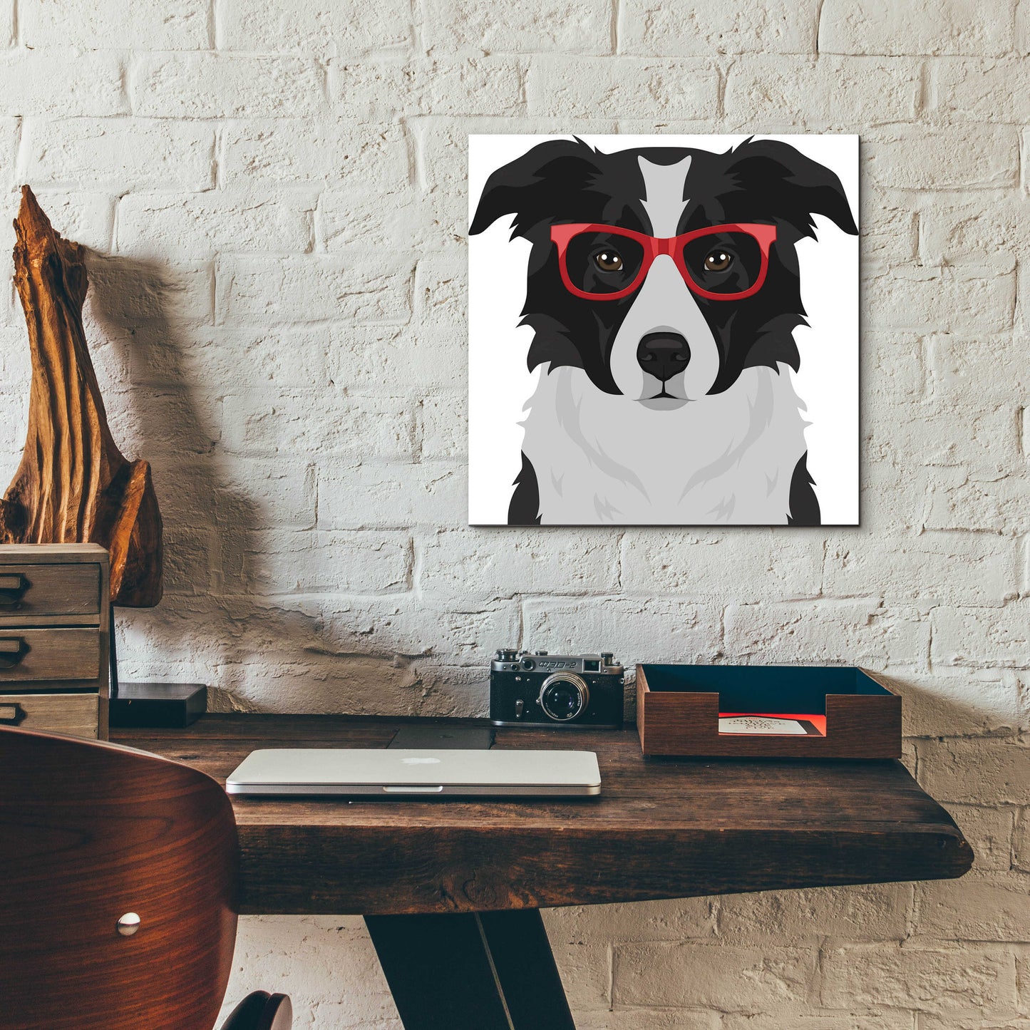 Epic Art 'Border Collie Wearing Hipster Glasses' by Furbaby Affiliates, Acrylic Glass Wall Art,12x12