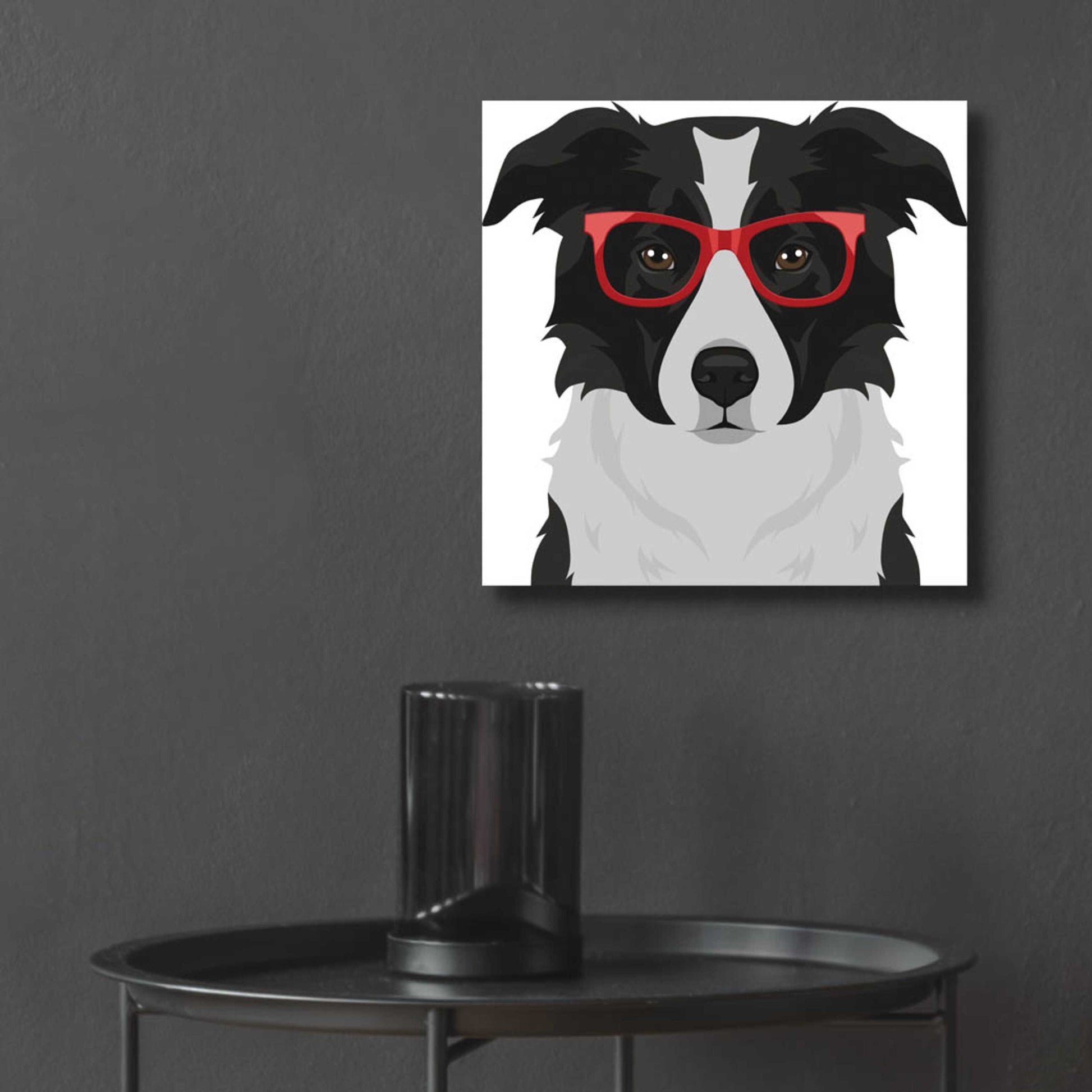 Epic Art 'Border Collie Wearing Hipster Glasses' by Furbaby Affiliates, Acrylic Glass Wall Art,12x12