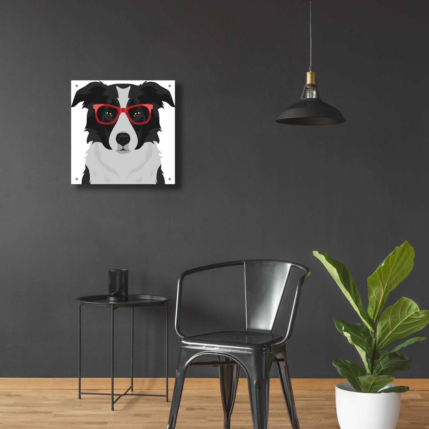 Epic Art 'Border Collie Wearing Hipster Glasses' by Furbaby Affiliates, Acrylic Glass Wall Art,24x24