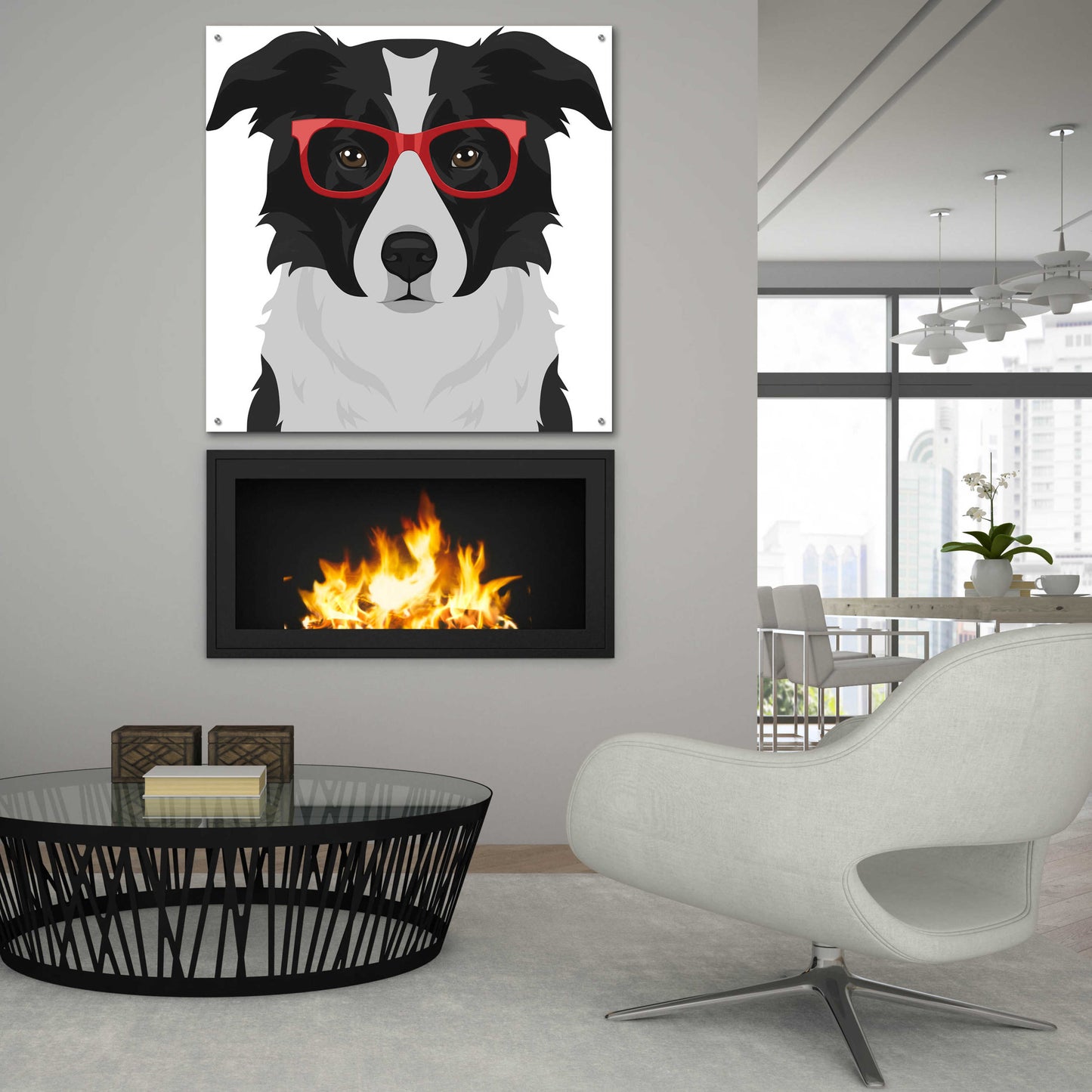 Epic Art 'Border Collie Wearing Hipster Glasses' by Furbaby Affiliates, Acrylic Glass Wall Art,36x36