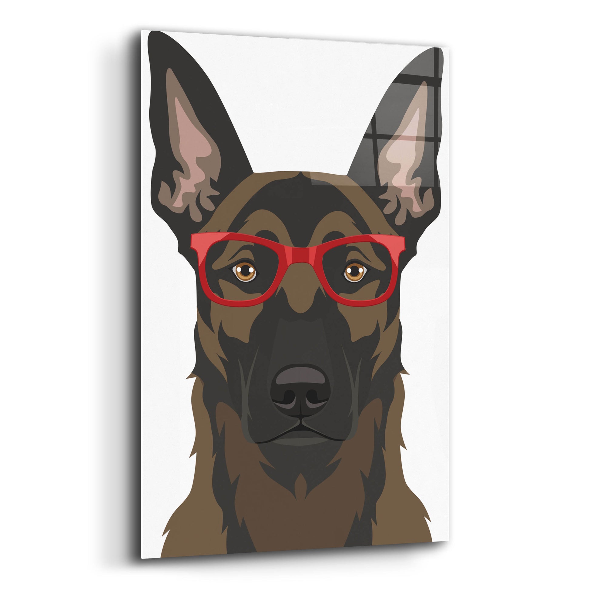 Epic Art 'Belgian Malinois Wearing Hipster Glasses' by Furbaby Affiliates, Acrylic Glass Wall Art,12x16