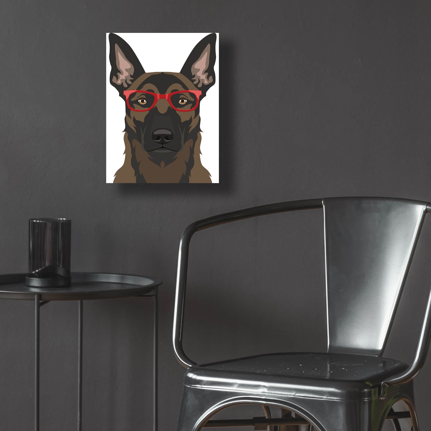 Epic Art 'Belgian Malinois Wearing Hipster Glasses' by Furbaby Affiliates, Acrylic Glass Wall Art,12x16