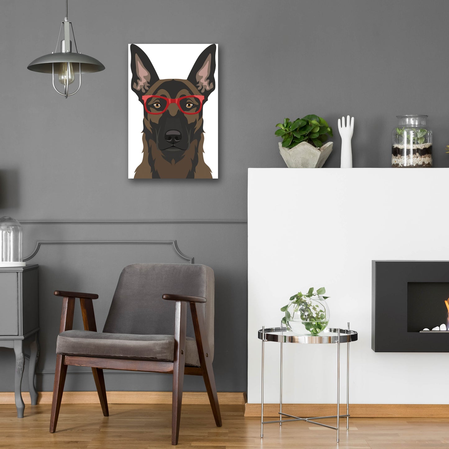 Epic Art 'Belgian Malinois Wearing Hipster Glasses' by Furbaby Affiliates, Acrylic Glass Wall Art,16x24