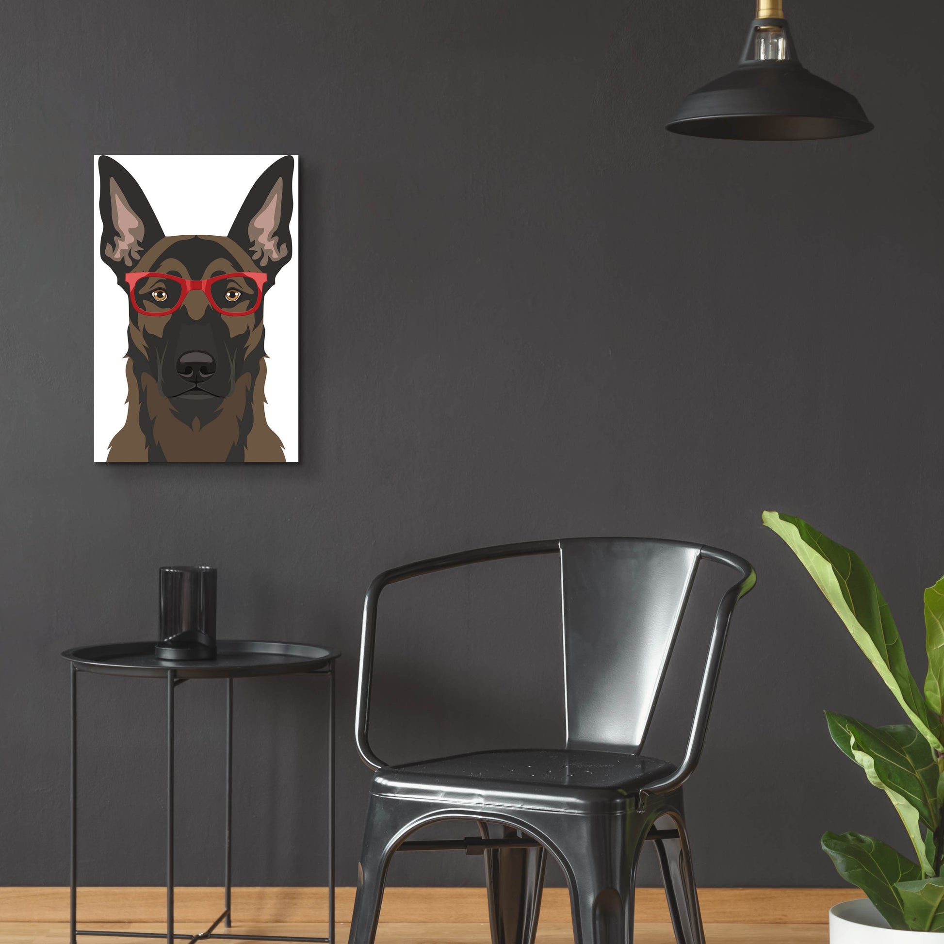 Epic Art 'Belgian Malinois Wearing Hipster Glasses' by Furbaby Affiliates, Acrylic Glass Wall Art,16x24