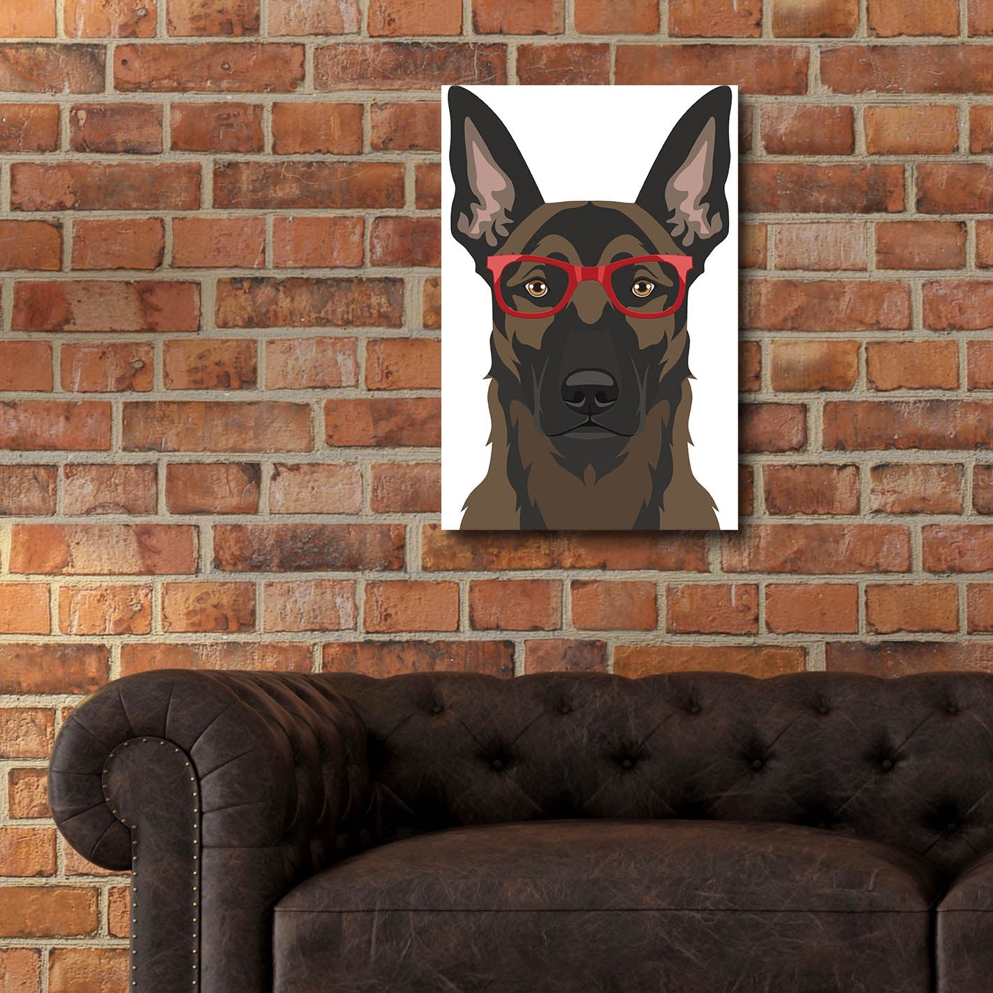 Epic Art 'Belgian Malinois Wearing Hipster Glasses' by Furbaby Affiliates, Acrylic Glass Wall Art,16x24