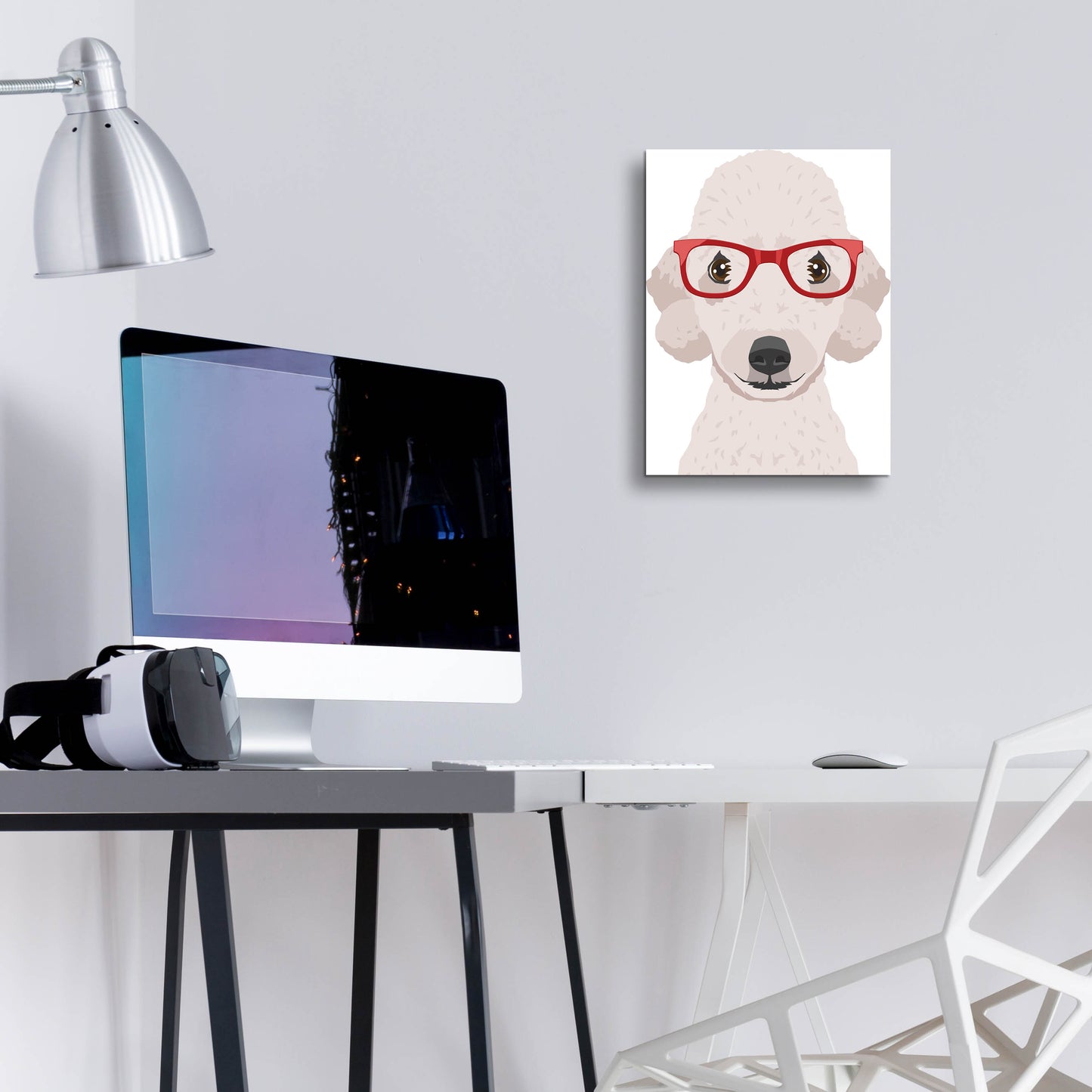 Epic Art 'Bedlington Terrier Wearing Hipster Glasses' by Furbaby Affiliates, Acrylic Glass Wall Art,12x16