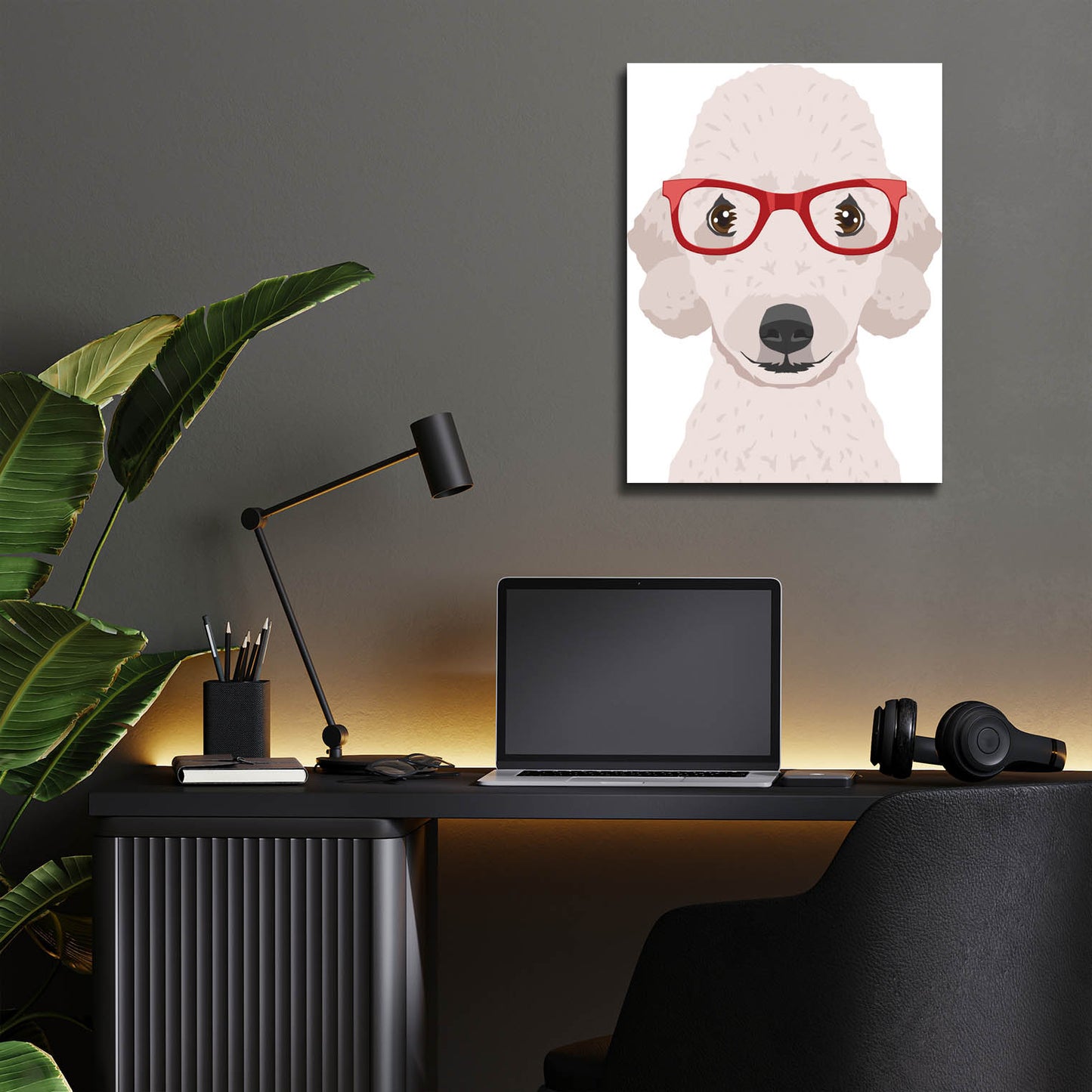 Epic Art 'Bedlington Terrier Wearing Hipster Glasses' by Furbaby Affiliates, Acrylic Glass Wall Art,12x16