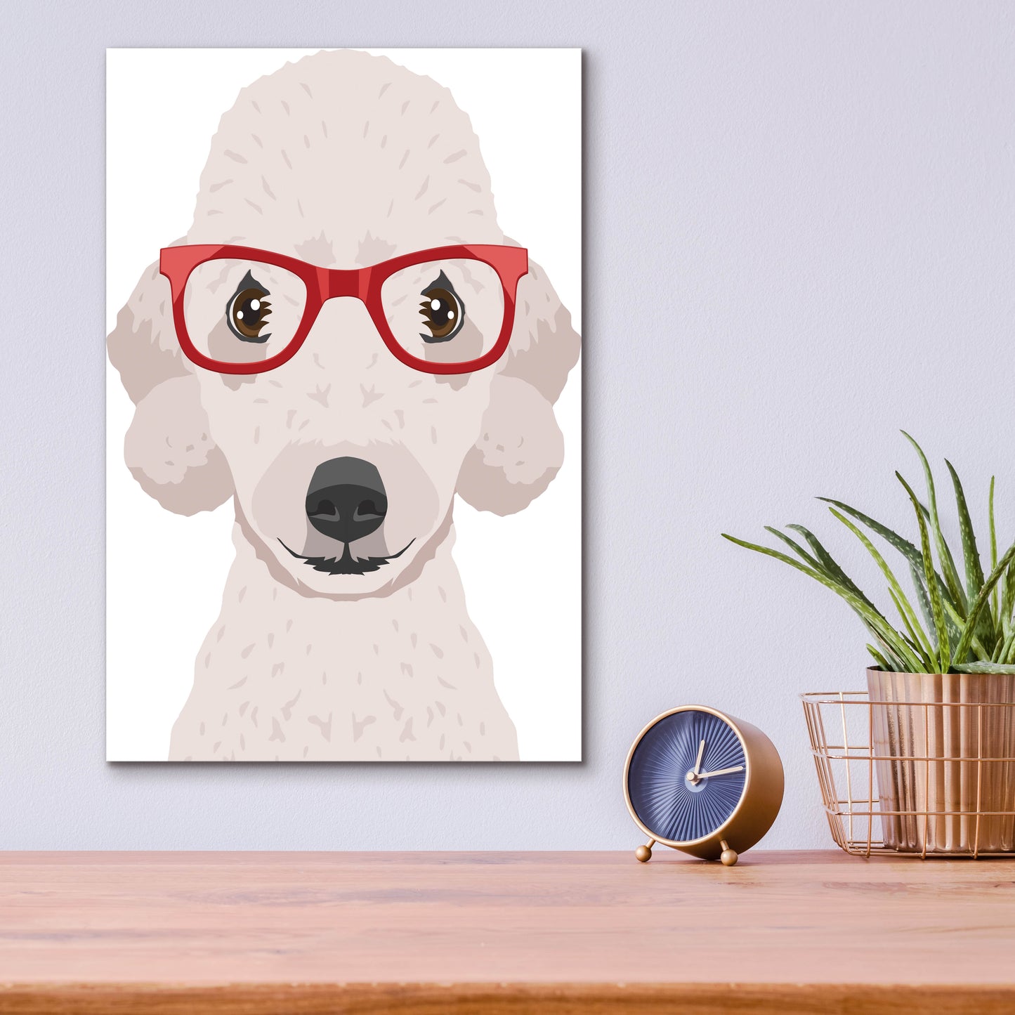 Epic Art 'Bedlington Terrier Wearing Hipster Glasses' by Furbaby Affiliates, Acrylic Glass Wall Art,12x16