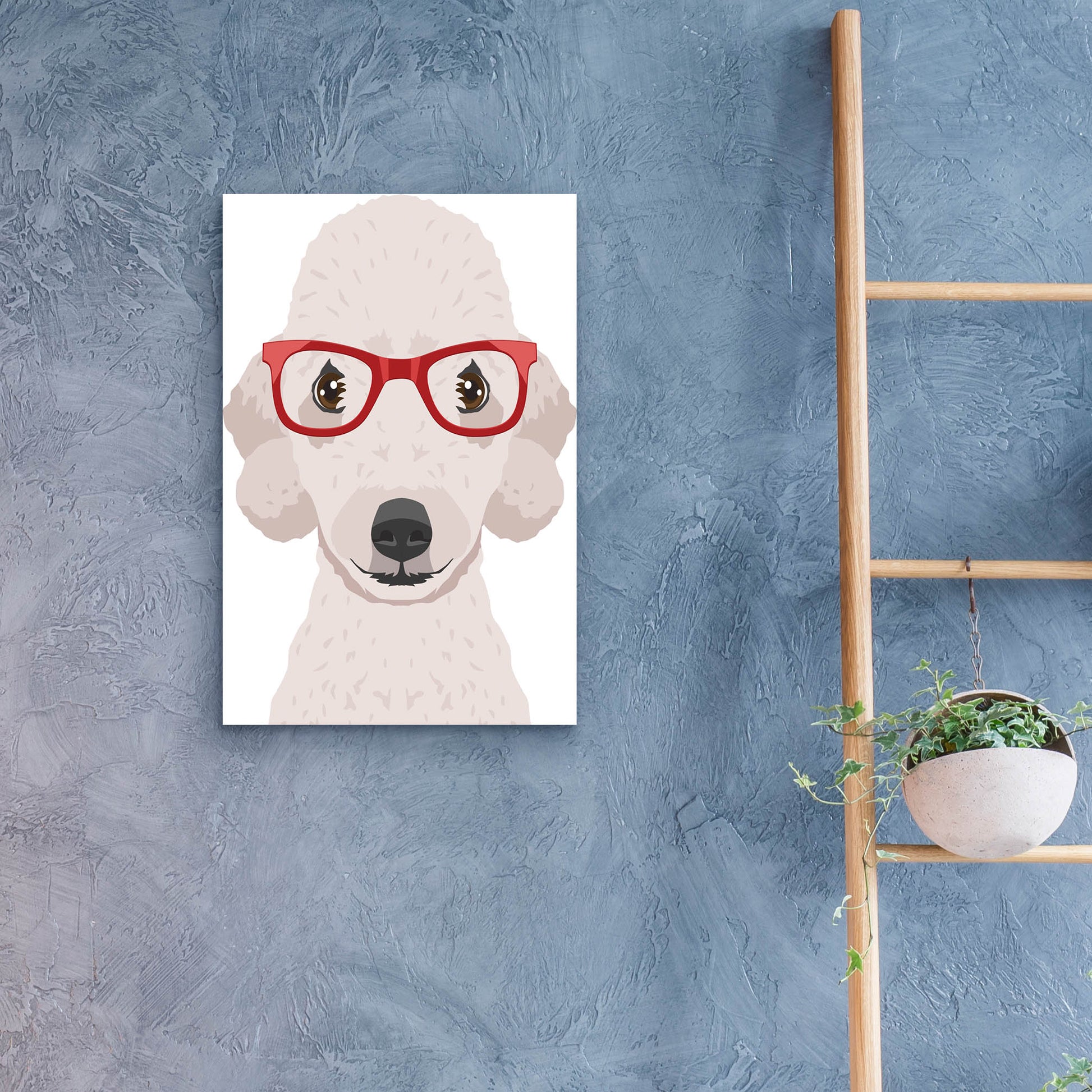 Epic Art 'Bedlington Terrier Wearing Hipster Glasses' by Furbaby Affiliates, Acrylic Glass Wall Art,16x24