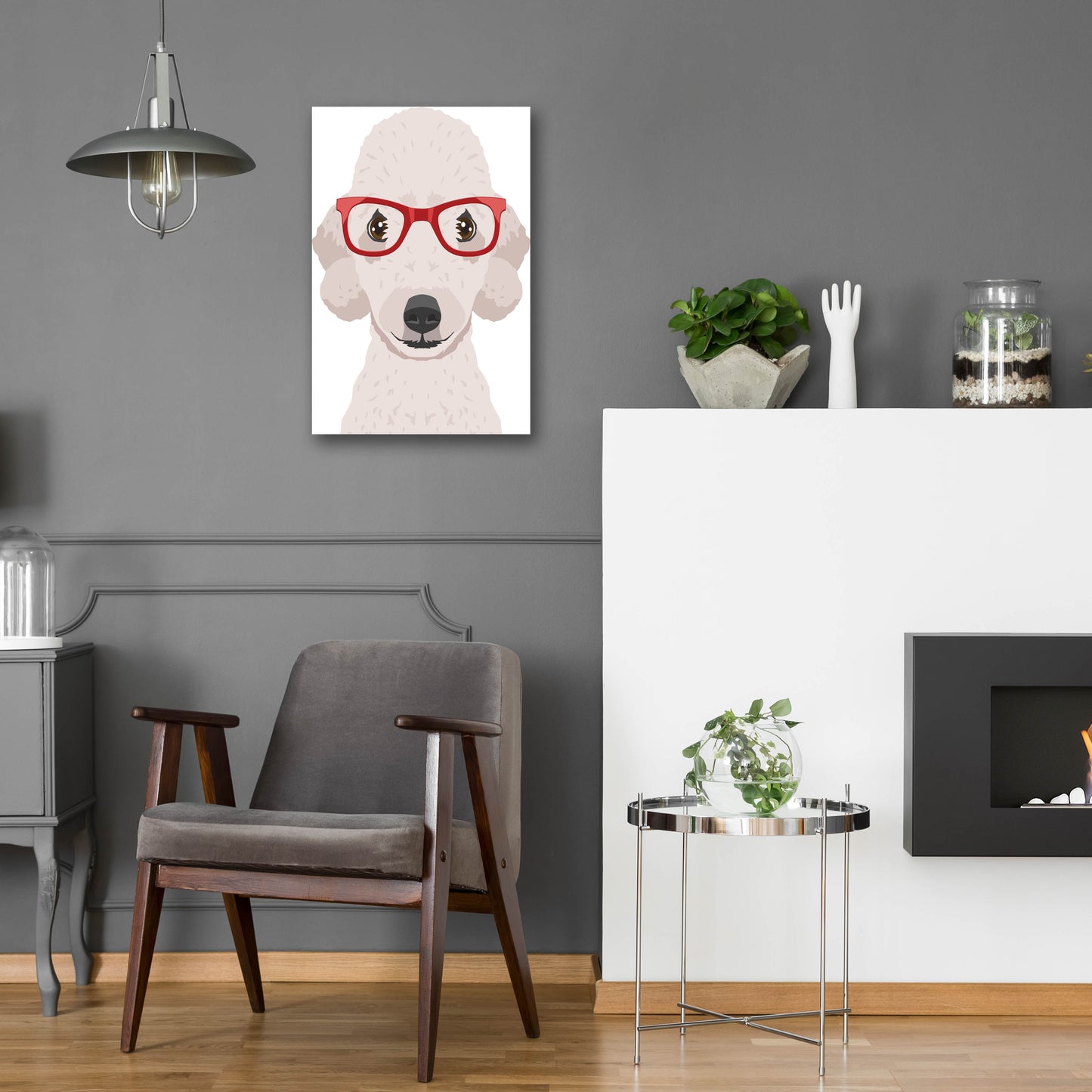 Epic Art 'Bedlington Terrier Wearing Hipster Glasses' by Furbaby Affiliates, Acrylic Glass Wall Art,16x24