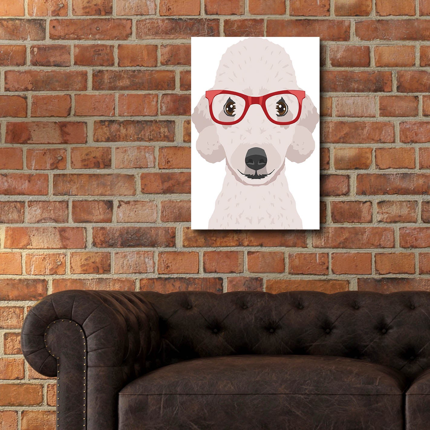 Epic Art 'Bedlington Terrier Wearing Hipster Glasses' by Furbaby Affiliates, Acrylic Glass Wall Art,16x24