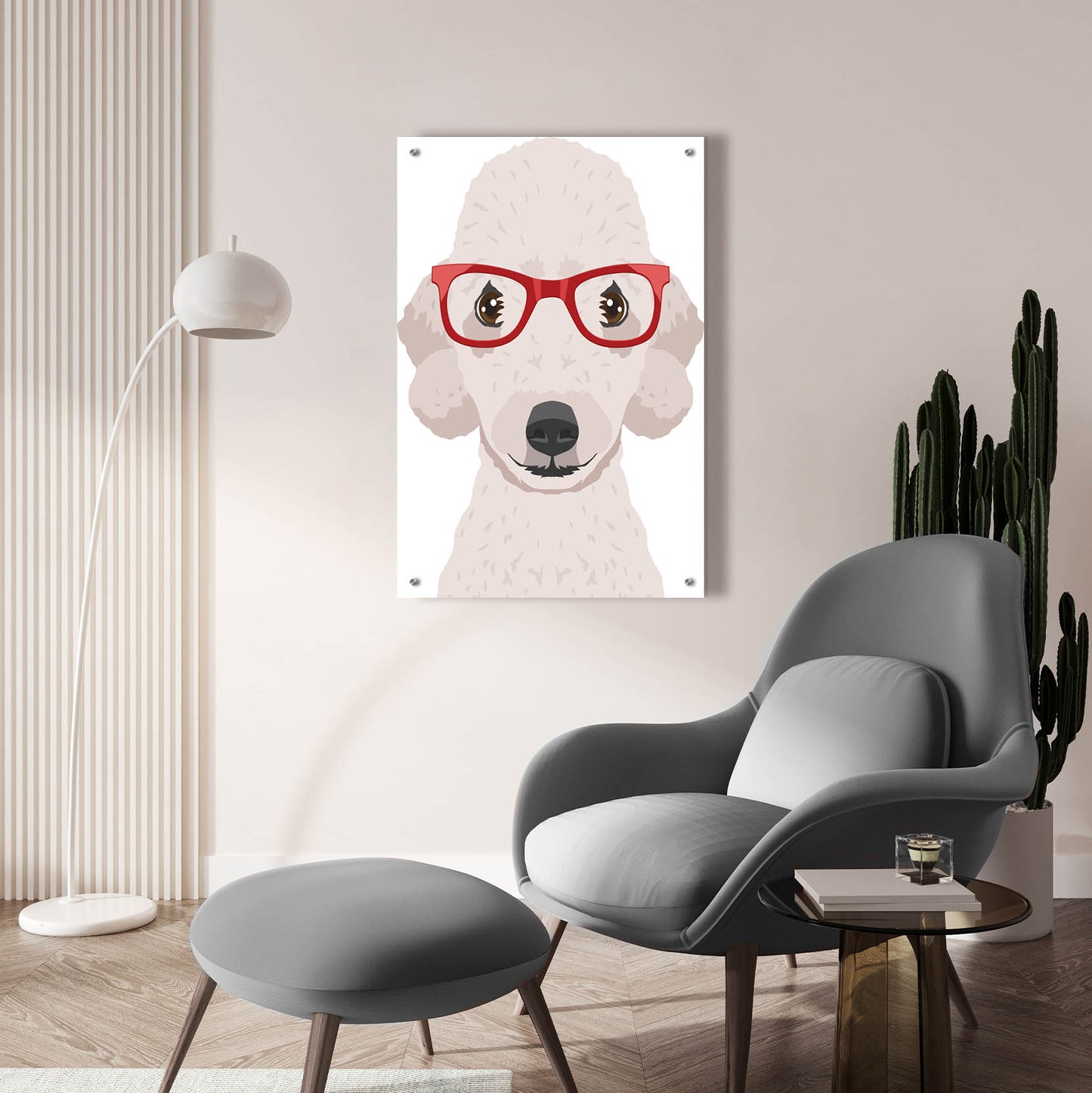 Epic Art 'Bedlington Terrier Wearing Hipster Glasses' by Furbaby Affiliates, Acrylic Glass Wall Art,24x36