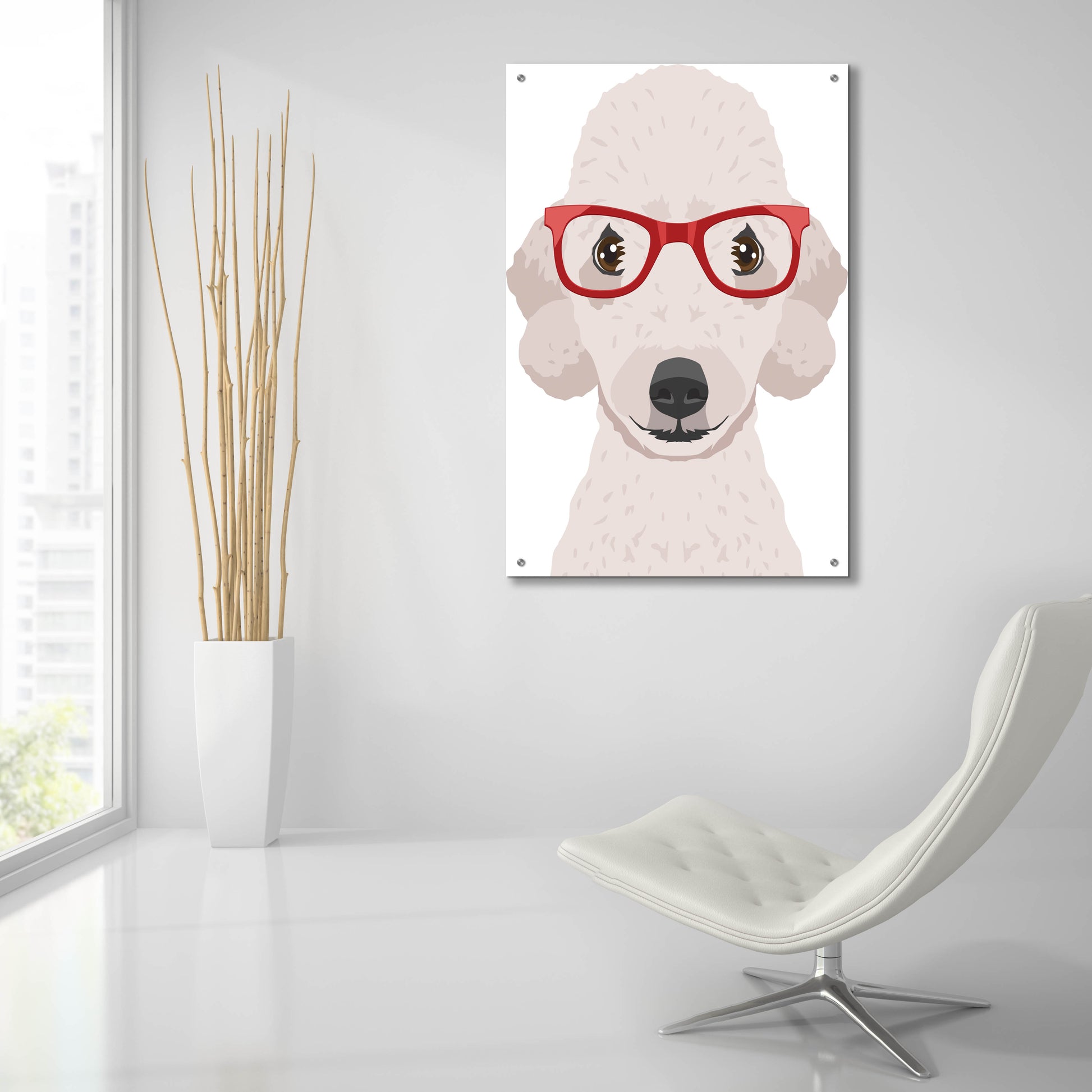 Epic Art 'Bedlington Terrier Wearing Hipster Glasses' by Furbaby Affiliates, Acrylic Glass Wall Art,24x36