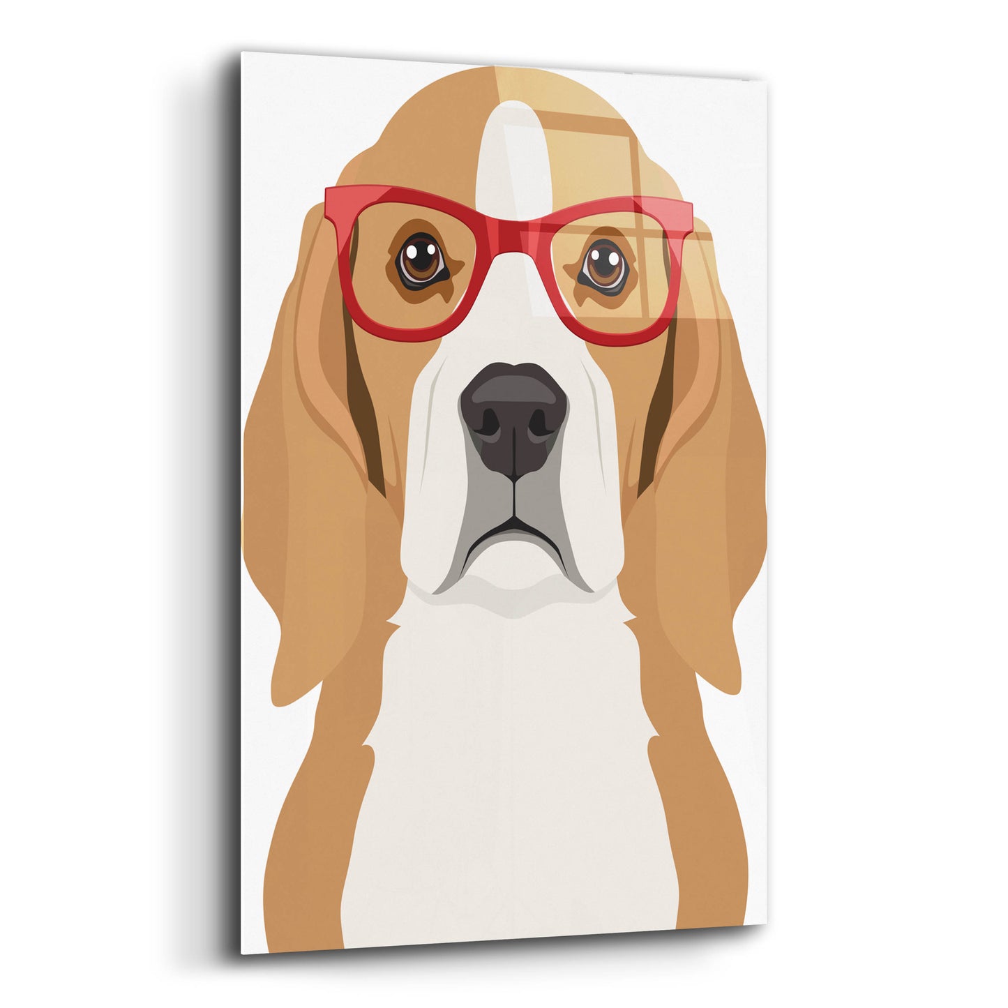 Epic Art 'Beagle Wearing Hipster Glasses' by Furbaby Affiliates, Acrylic Glass Wall Art,12x16