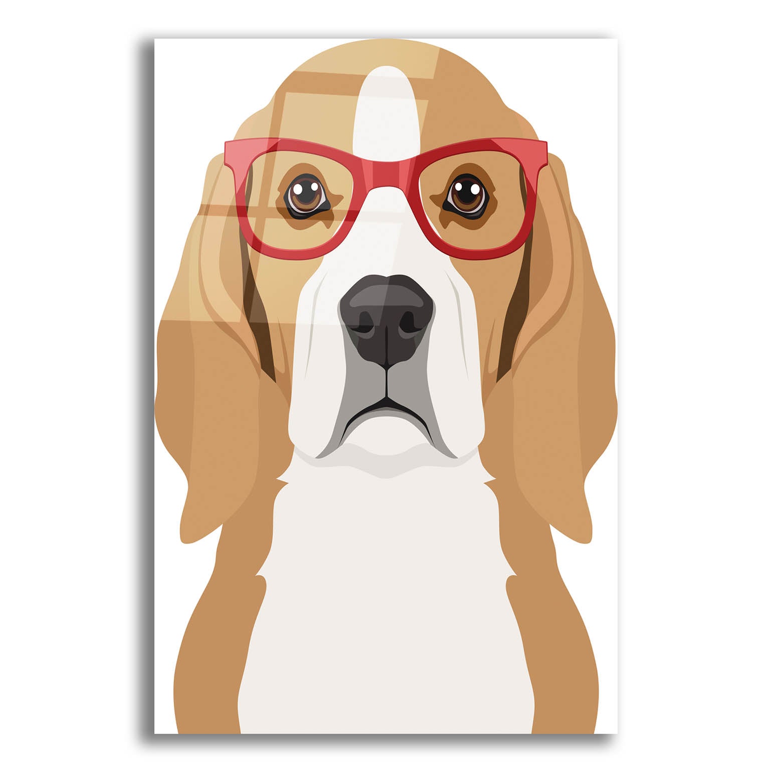 Epic Art 'Beagle Wearing Hipster Glasses' by Furbaby Affiliates, Acrylic Glass Wall Art,12x16