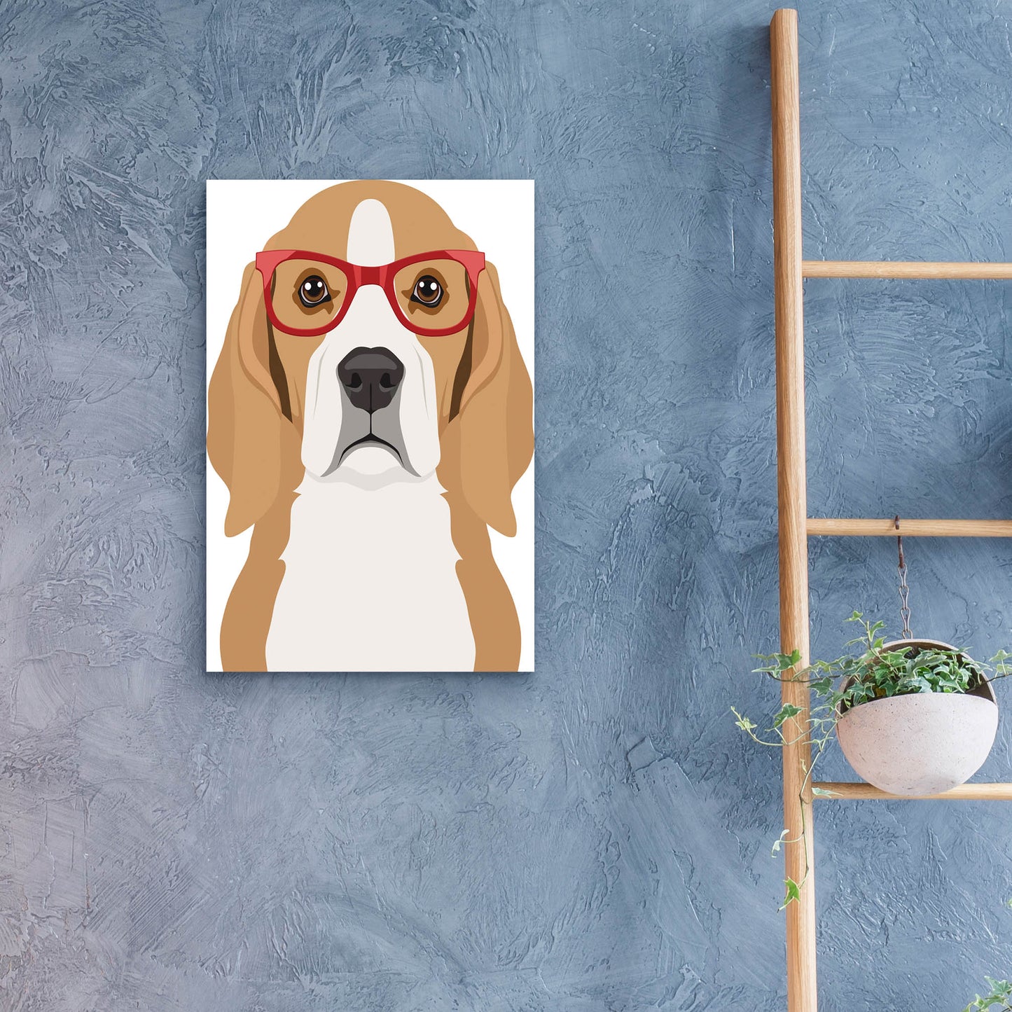 Epic Art 'Beagle Wearing Hipster Glasses' by Furbaby Affiliates, Acrylic Glass Wall Art,16x24