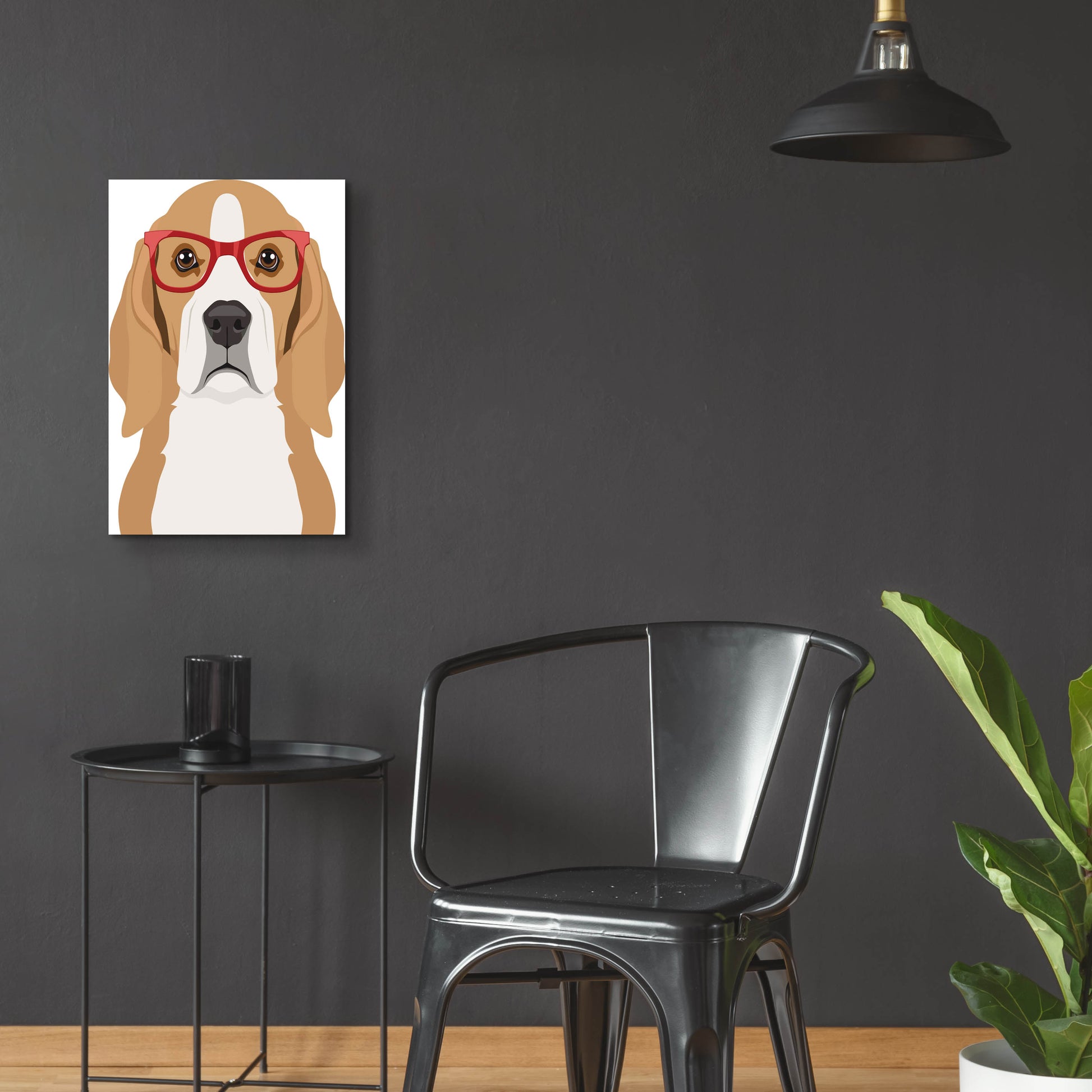 Epic Art 'Beagle Wearing Hipster Glasses' by Furbaby Affiliates, Acrylic Glass Wall Art,16x24