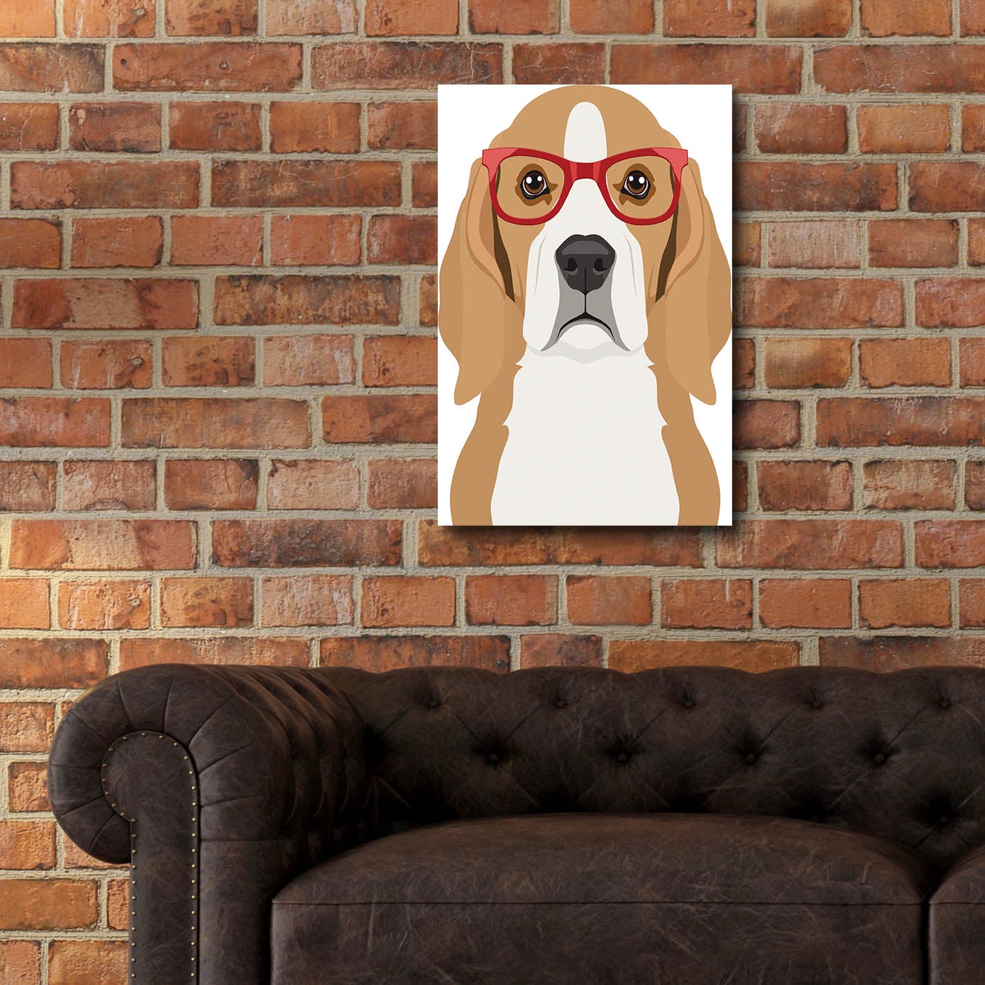 Epic Art 'Beagle Wearing Hipster Glasses' by Furbaby Affiliates, Acrylic Glass Wall Art,16x24