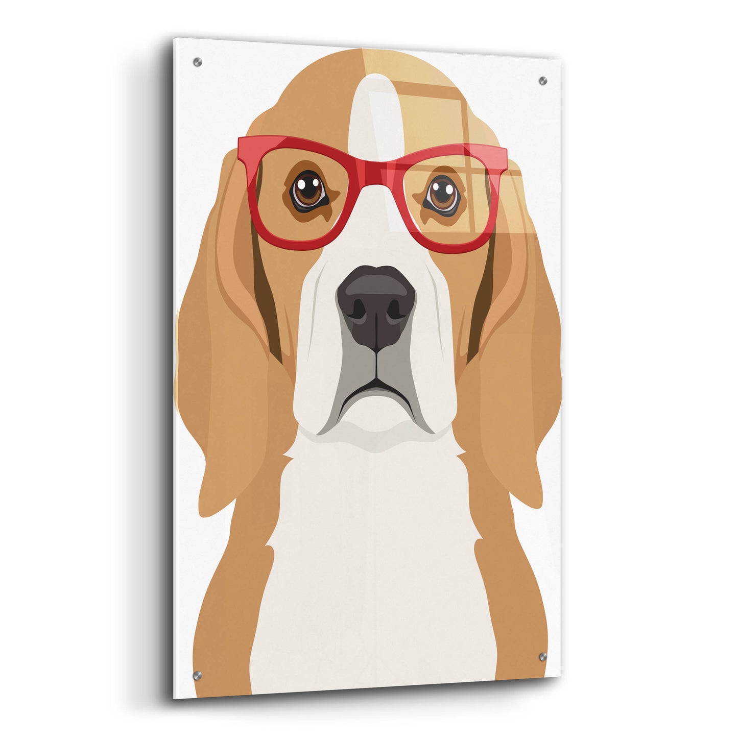 Epic Art 'Beagle Wearing Hipster Glasses' by Furbaby Affiliates, Acrylic Glass Wall Art,24x36