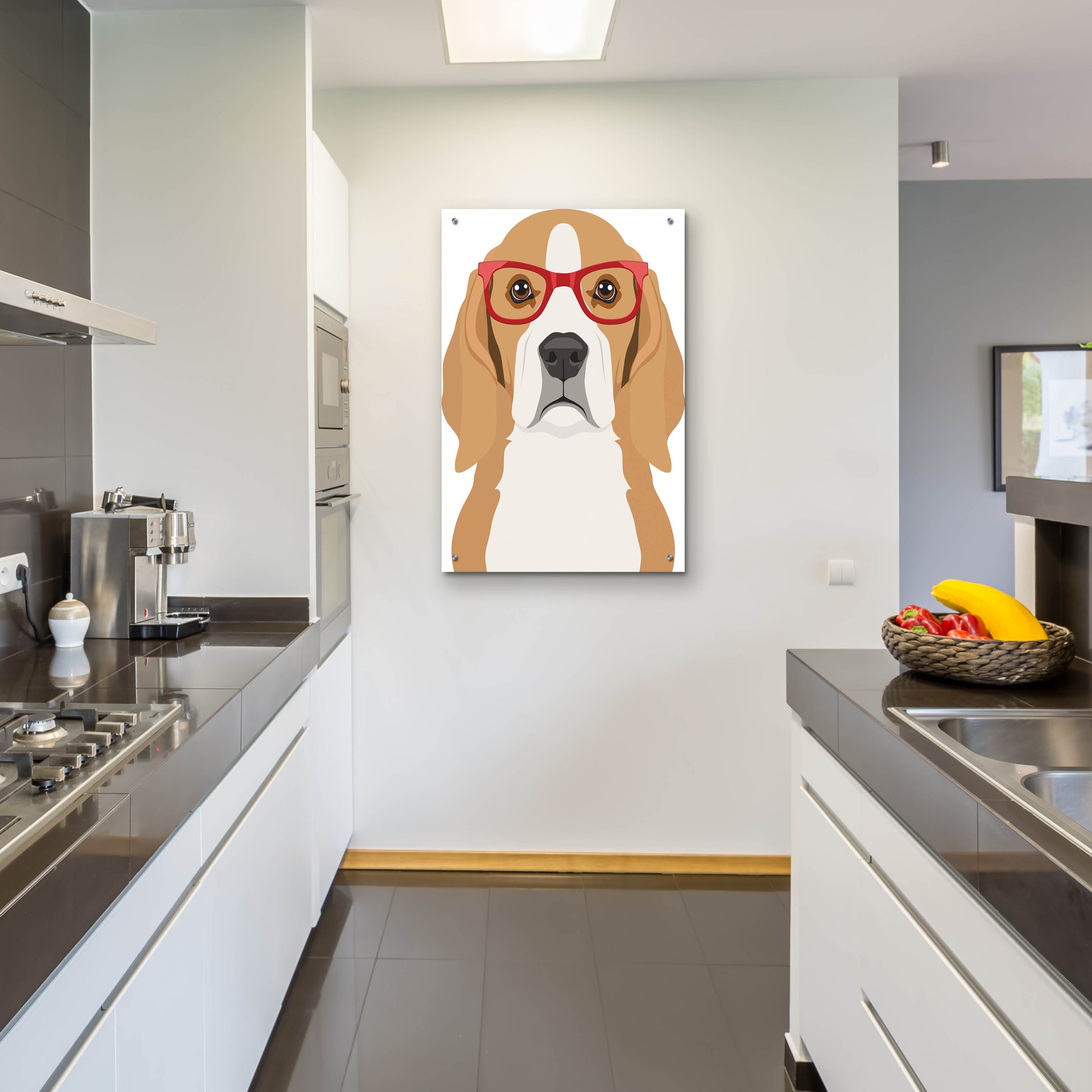 Epic Art 'Beagle Wearing Hipster Glasses' by Furbaby Affiliates, Acrylic Glass Wall Art,24x36