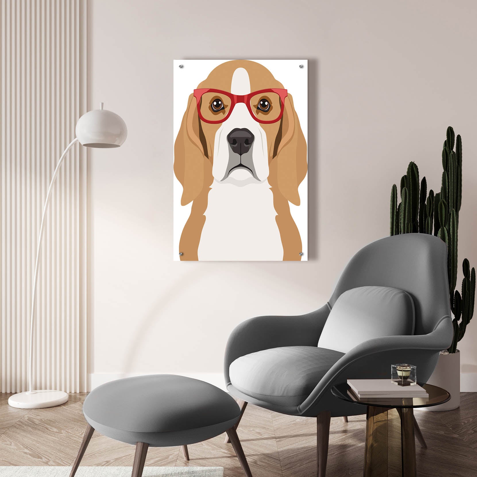 Epic Art 'Beagle Wearing Hipster Glasses' by Furbaby Affiliates, Acrylic Glass Wall Art,24x36