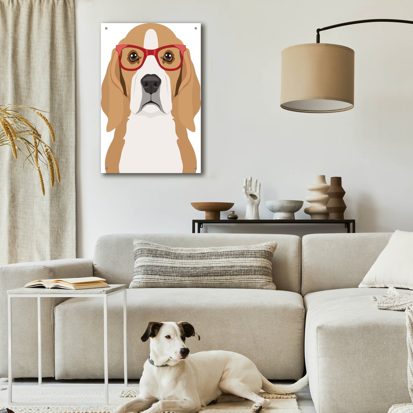 Epic Art 'Beagle Wearing Hipster Glasses' by Furbaby Affiliates, Acrylic Glass Wall Art,24x36