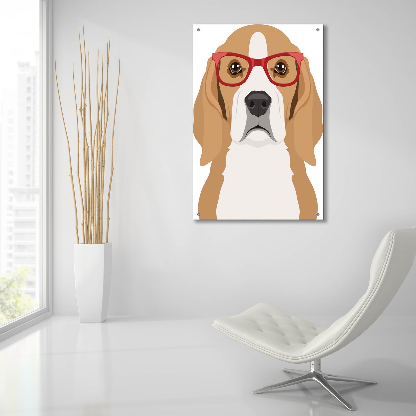 Epic Art 'Beagle Wearing Hipster Glasses' by Furbaby Affiliates, Acrylic Glass Wall Art,24x36