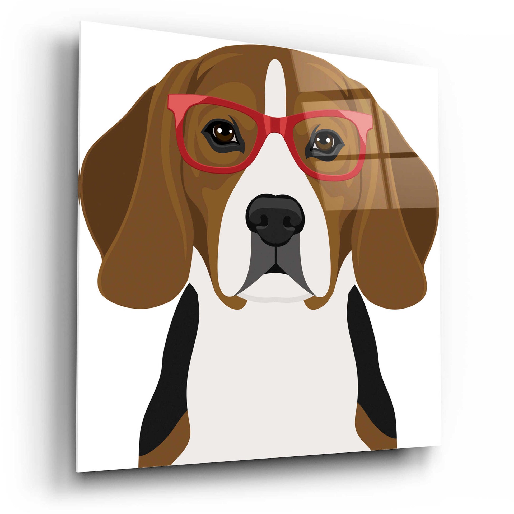 Epic Art 'Beagle Wearing Hipster Glasses 2' by Furbaby Affiliates, Acrylic Glass Wall Art,12x12