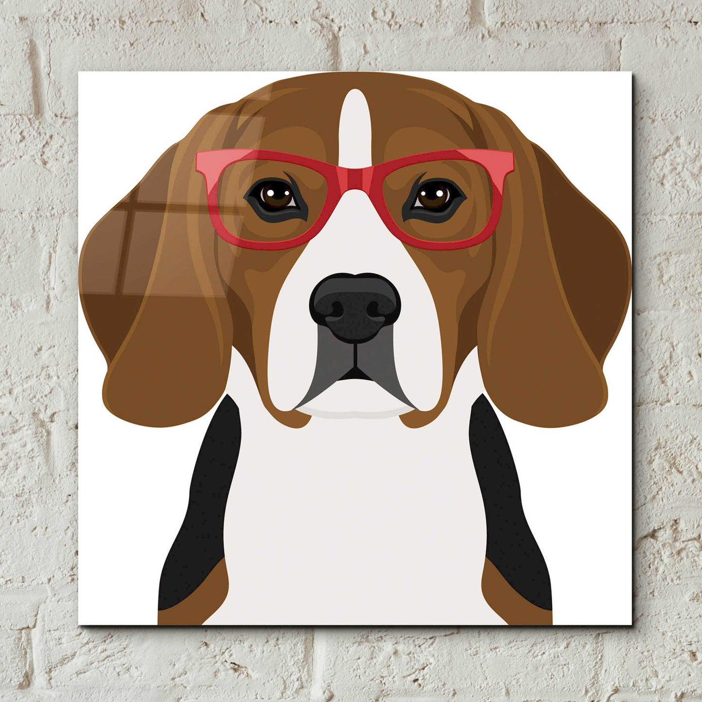 Epic Art 'Beagle Wearing Hipster Glasses 2' by Furbaby Affiliates, Acrylic Glass Wall Art,12x12