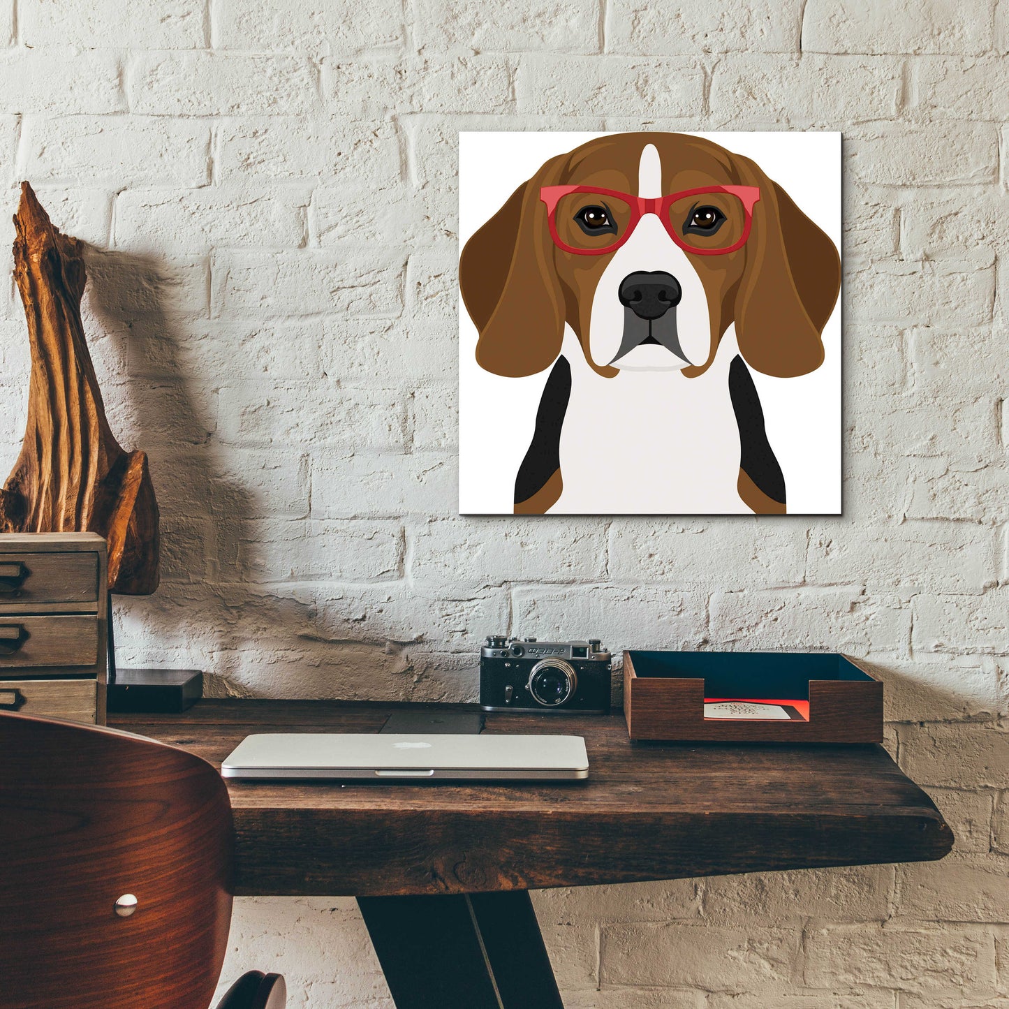 Epic Art 'Beagle Wearing Hipster Glasses 2' by Furbaby Affiliates, Acrylic Glass Wall Art,12x12