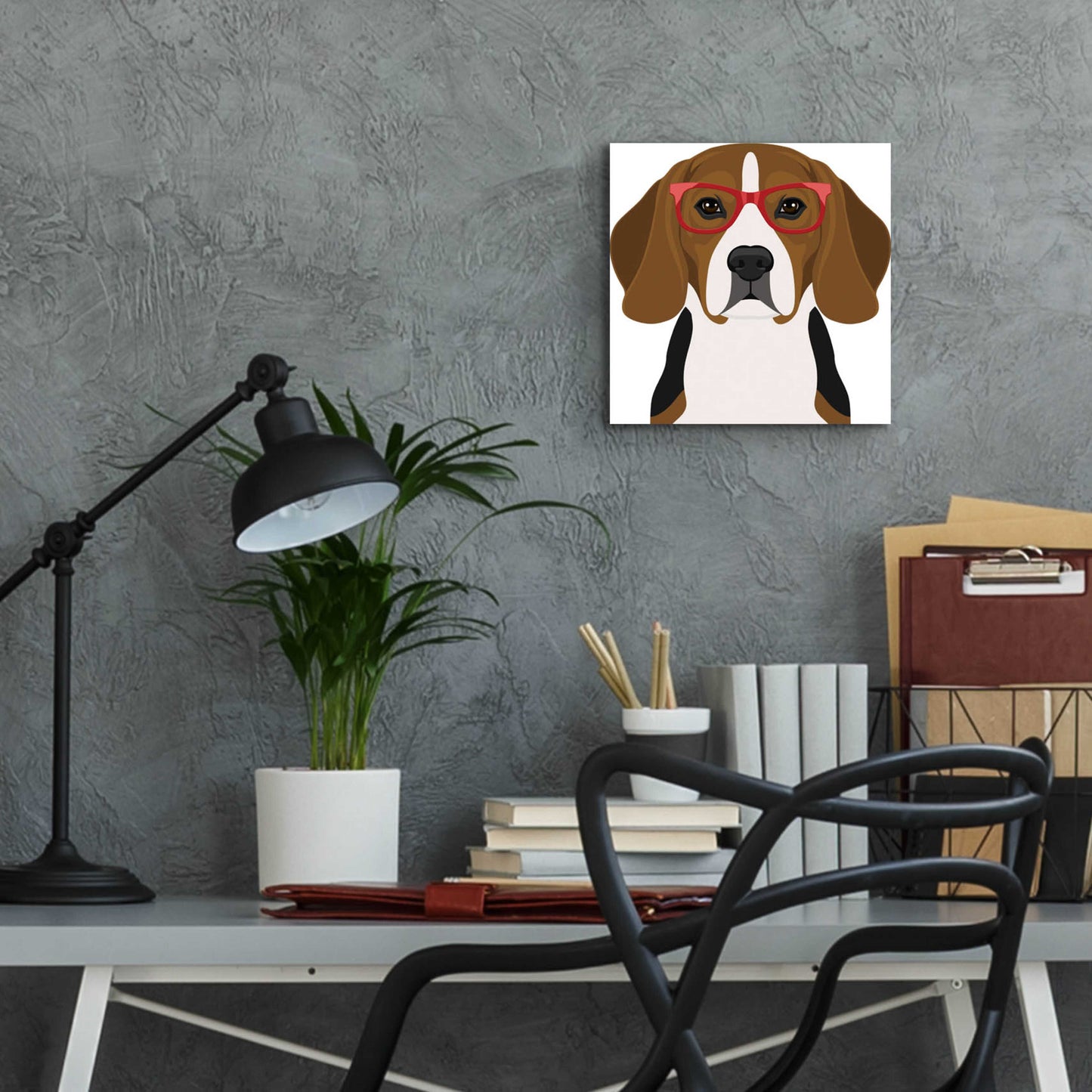 Epic Art 'Beagle Wearing Hipster Glasses 2' by Furbaby Affiliates, Acrylic Glass Wall Art,12x12