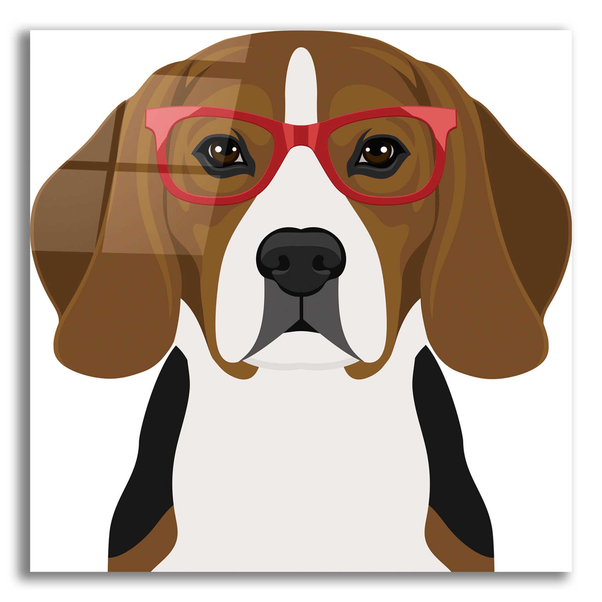 Epic Art 'Beagle Wearing Hipster Glasses 2' by Furbaby Affiliates, Acrylic Glass Wall Art,12x12