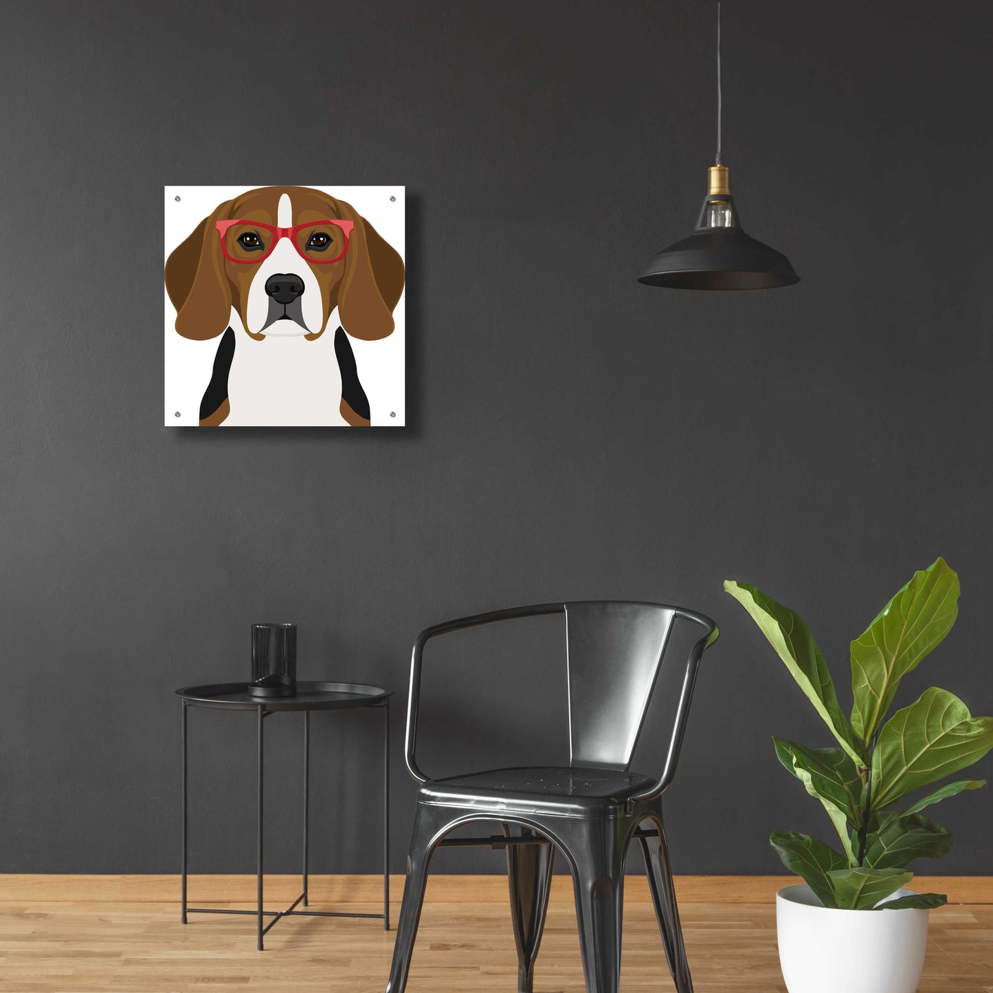 Epic Art 'Beagle Wearing Hipster Glasses 2' by Furbaby Affiliates, Acrylic Glass Wall Art,24x24