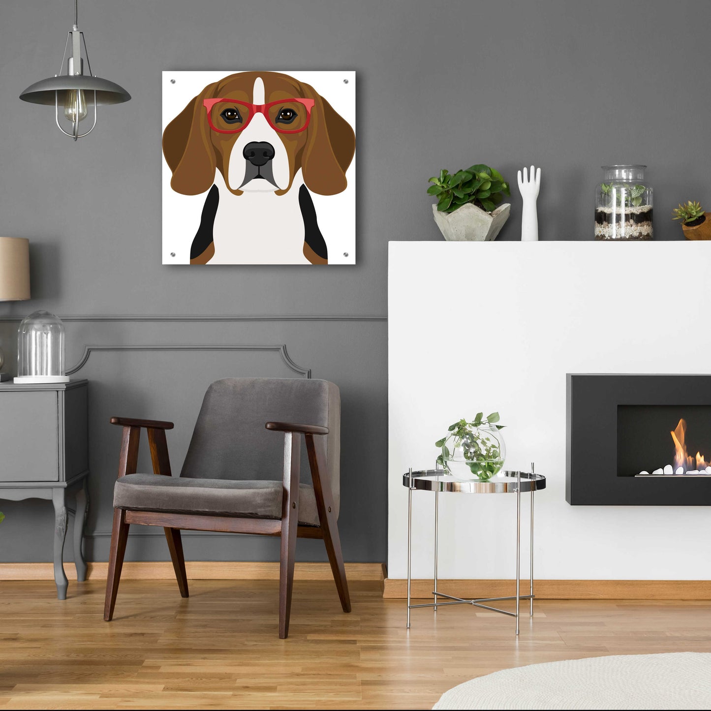 Epic Art 'Beagle Wearing Hipster Glasses 2' by Furbaby Affiliates, Acrylic Glass Wall Art,24x24