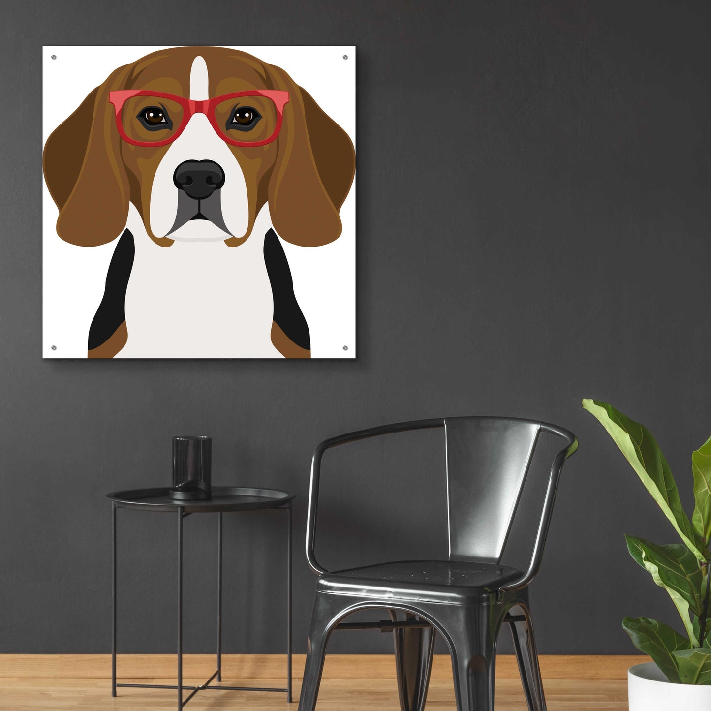 Epic Art 'Beagle Wearing Hipster Glasses 2' by Furbaby Affiliates, Acrylic Glass Wall Art,36x36