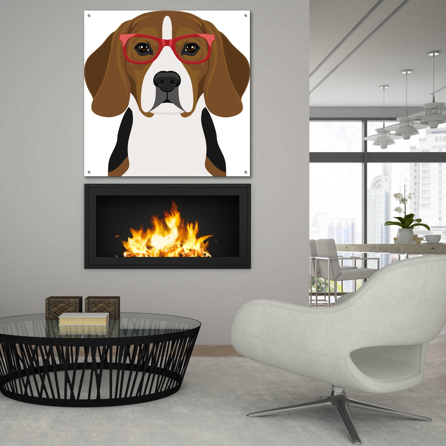 Epic Art 'Beagle Wearing Hipster Glasses 2' by Furbaby Affiliates, Acrylic Glass Wall Art,36x36