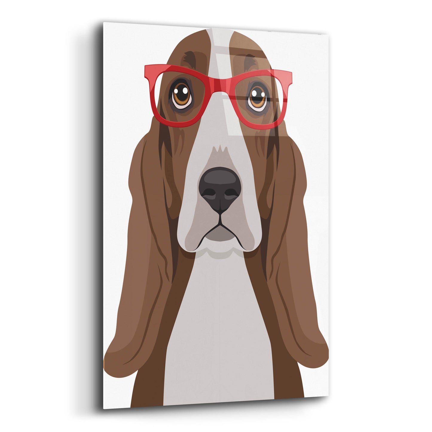 Epic Art 'Basset Hound Wearing Hipster Glasses' by Olga and Alexey Drozdov, Acrylic Glass Wall Art,12x16