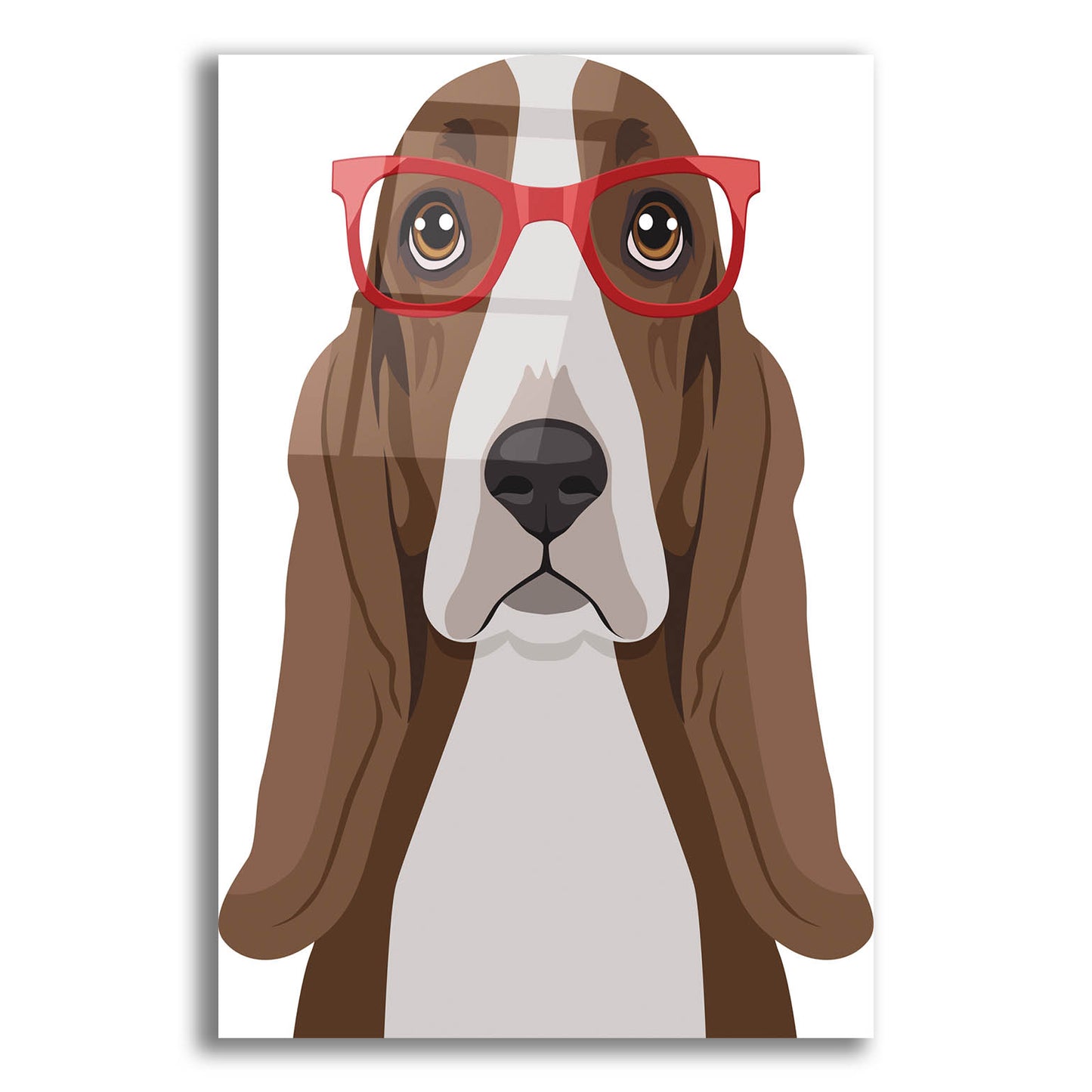 Epic Art 'Basset Hound Wearing Hipster Glasses' by Olga and Alexey Drozdov, Acrylic Glass Wall Art,12x16