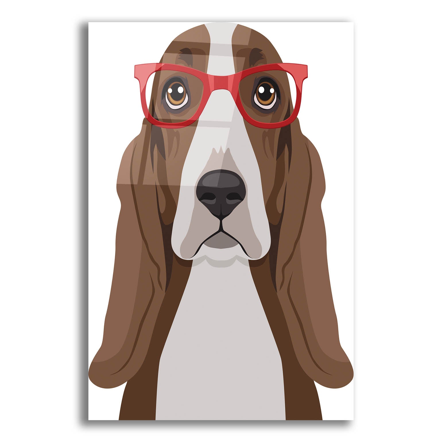 Epic Art 'Basset Hound Wearing Hipster Glasses' by Olga and Alexey Drozdov, Acrylic Glass Wall Art,16x24