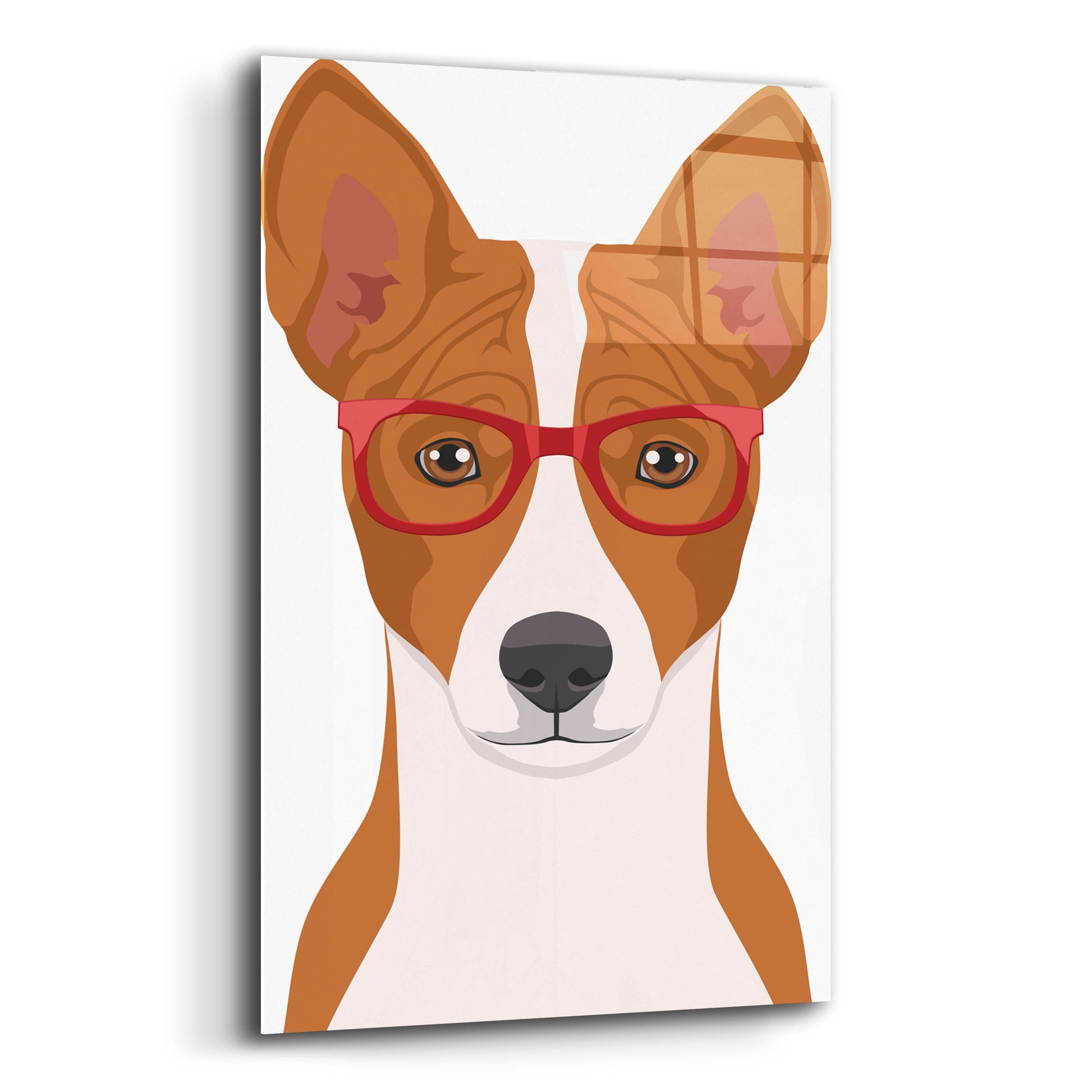 Epic Art 'Basenji Wearing Hipster Glasses' by Olga and Alexey Drozdov, Acrylic Glass Wall Art,12x16