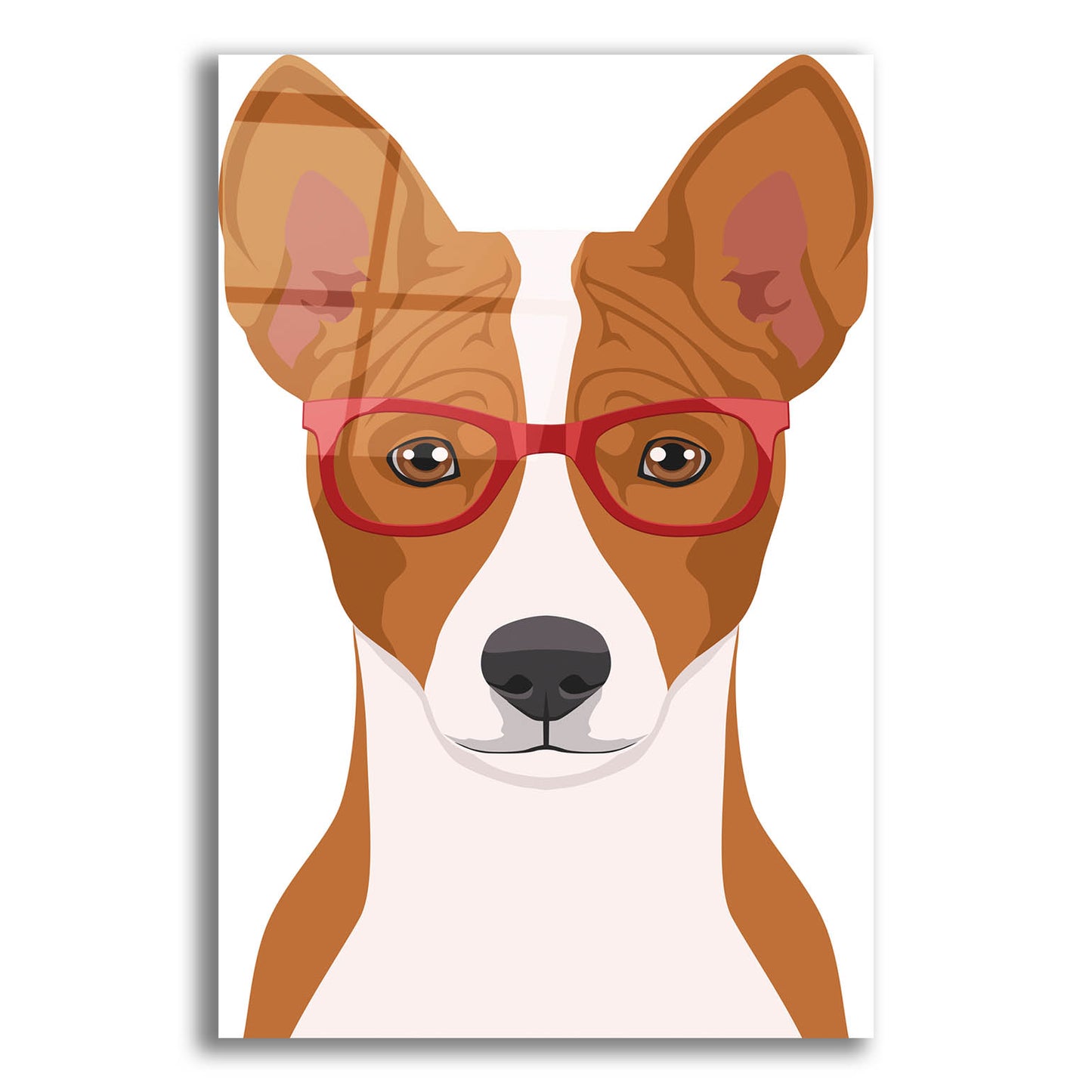 Epic Art 'Basenji Wearing Hipster Glasses' by Olga and Alexey Drozdov, Acrylic Glass Wall Art,12x16