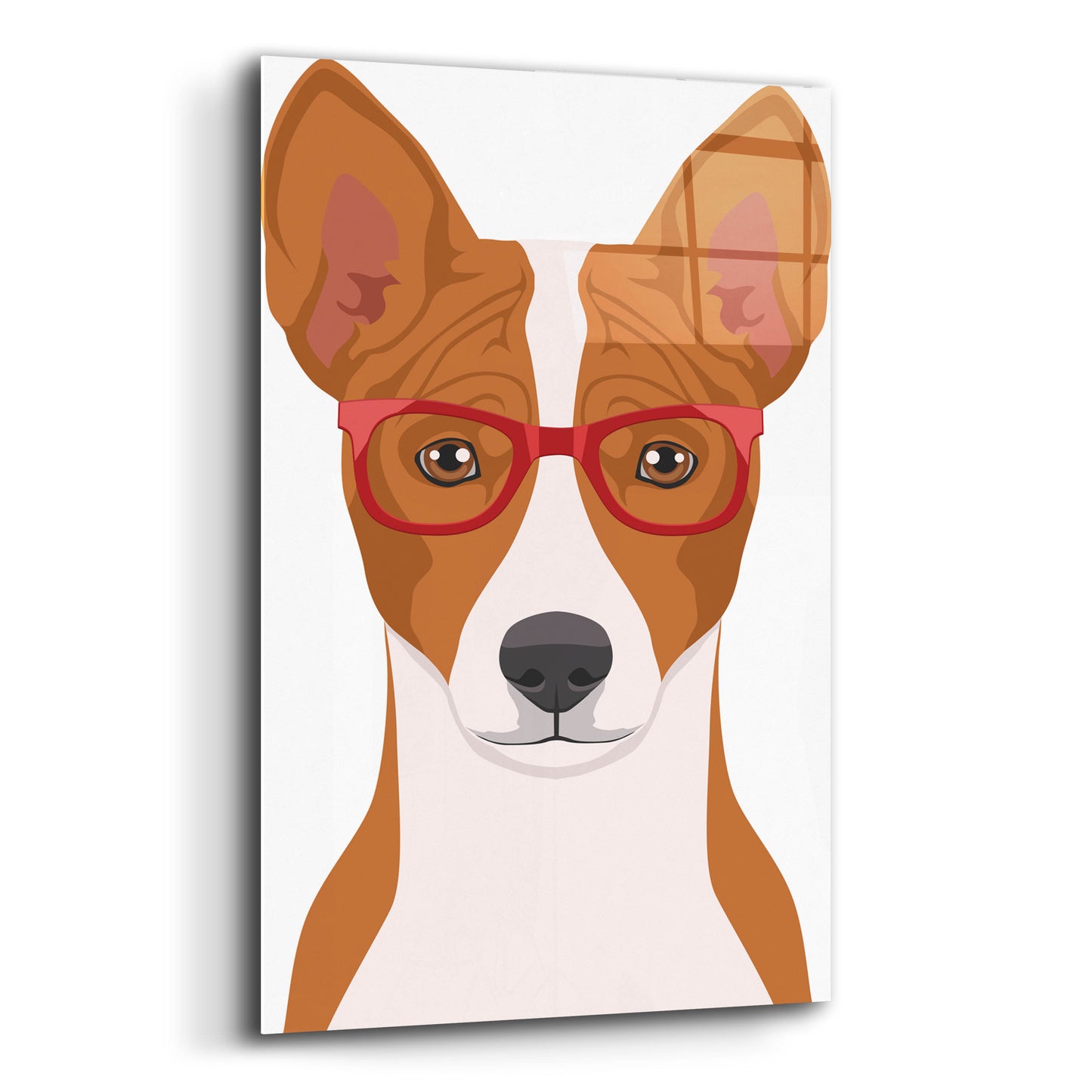 Epic Art 'Basenji Wearing Hipster Glasses' by Olga and Alexey Drozdov, Acrylic Glass Wall Art,16x24