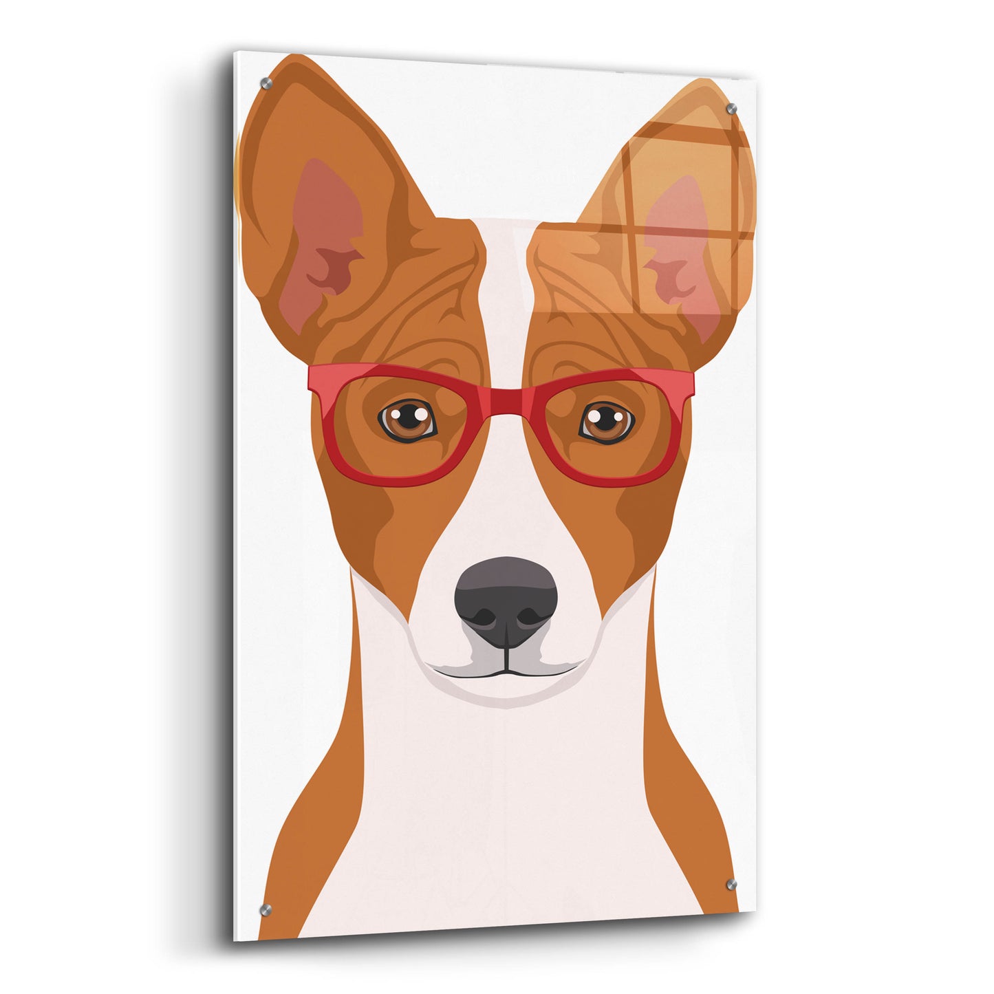 Epic Art 'Basenji Wearing Hipster Glasses' by Olga and Alexey Drozdov, Acrylic Glass Wall Art,24x36