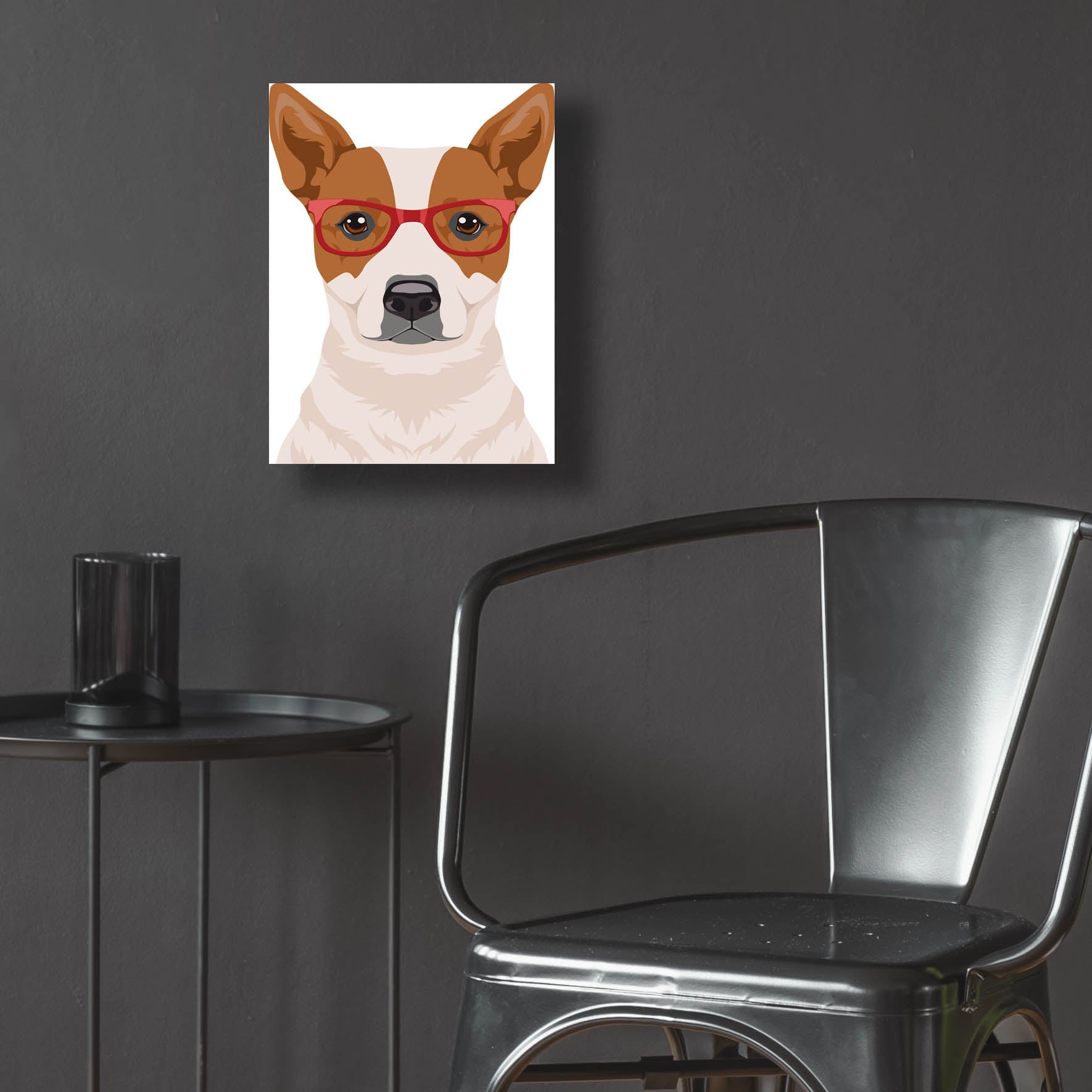 Epic Art 'Australian Cattle Dog Wearing Hipster Glasses' by Olga and Alexey Drozdov, Acrylic Glass Wall Art,12x16