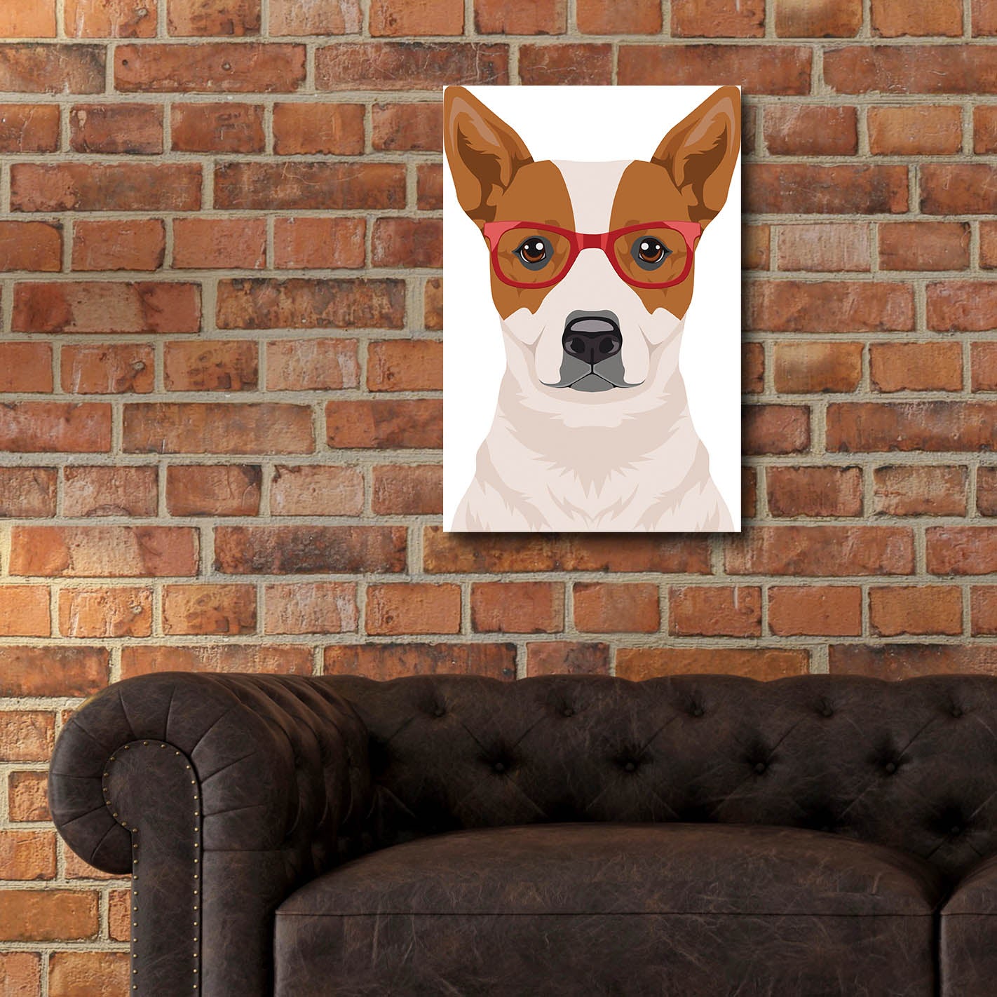 Epic Art 'Australian Cattle Dog Wearing Hipster Glasses' by Olga and Alexey Drozdov, Acrylic Glass Wall Art,16x24