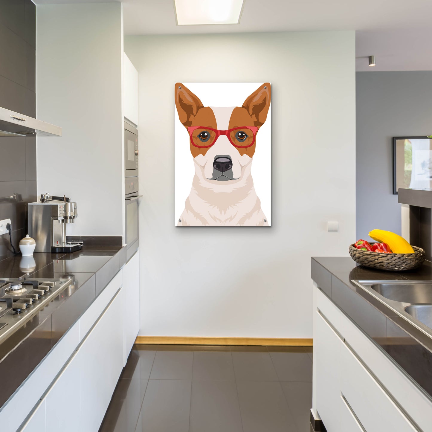 Epic Art 'Australian Cattle Dog Wearing Hipster Glasses' by Olga and Alexey Drozdov, Acrylic Glass Wall Art,24x36